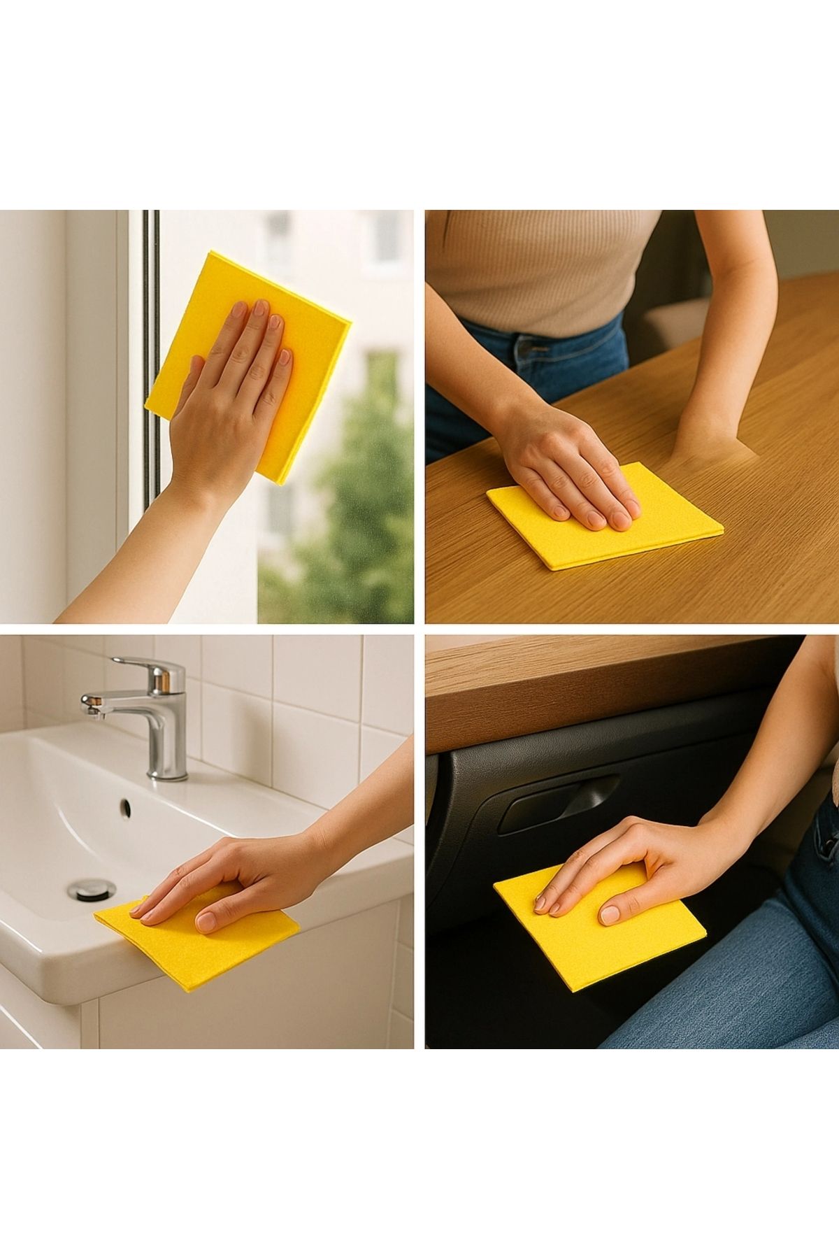 Mçb Group 24 ADET Toptan Sarı Temizlik Bezi Sarı Bez Genel Mutfak Banyo Bezi Araç Temizleme Bezi