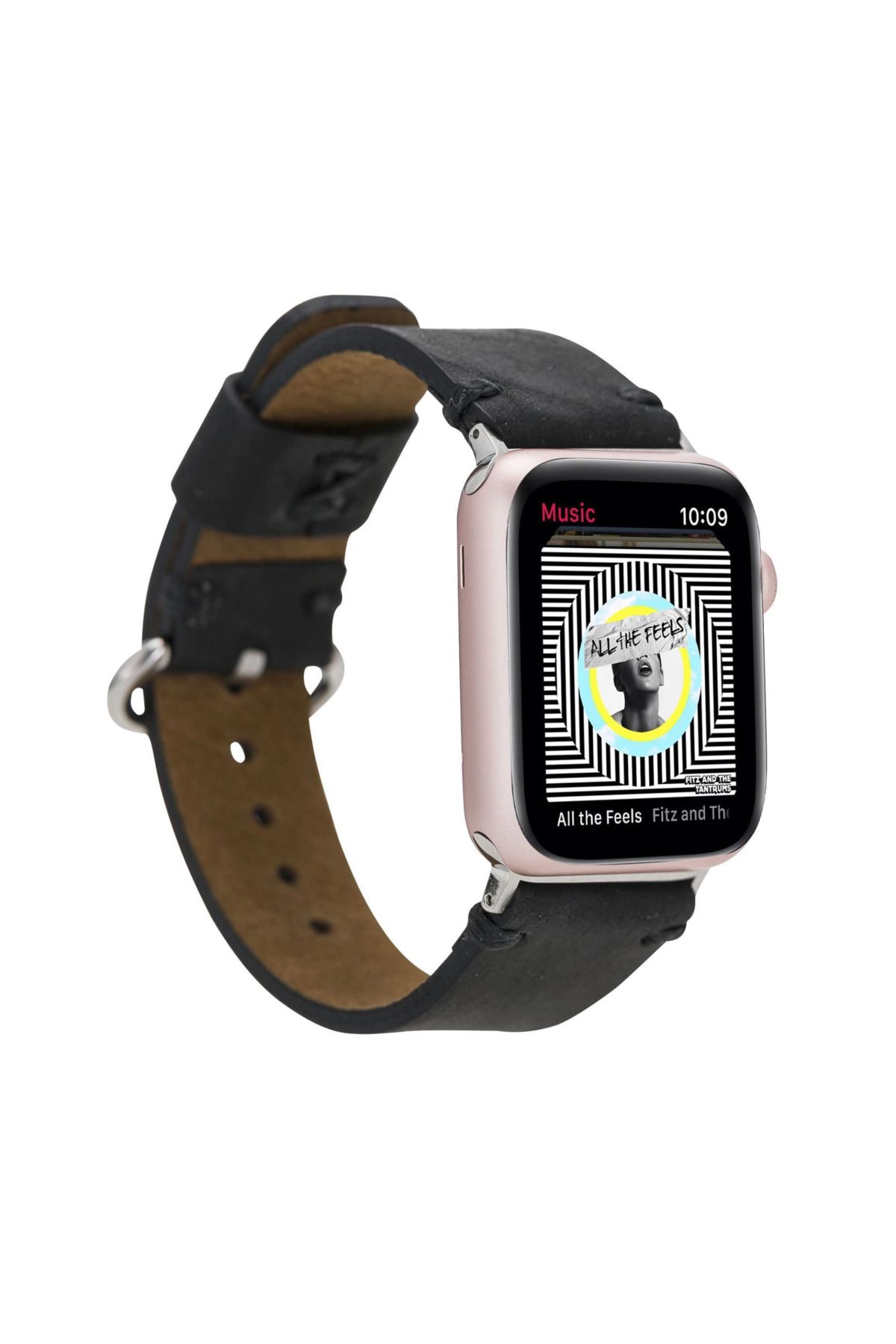 Angoravi Apple Watch Uyumlu Deri Kordon Orfe 42-44-45mm G1 Siyah