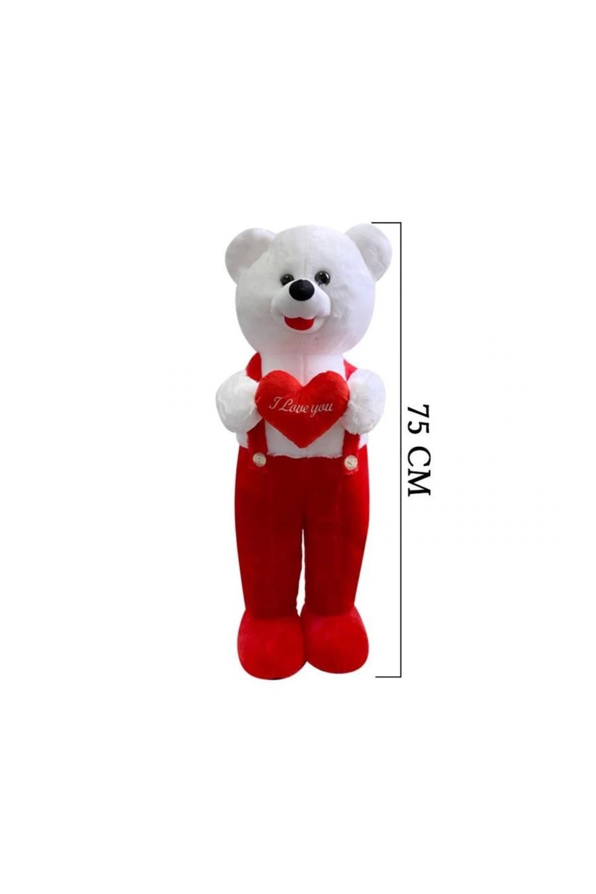 DENİZBİLİŞİM 75 Cm Çiçekli Tulumlu Ayakta Duran Peluş Ayıcık