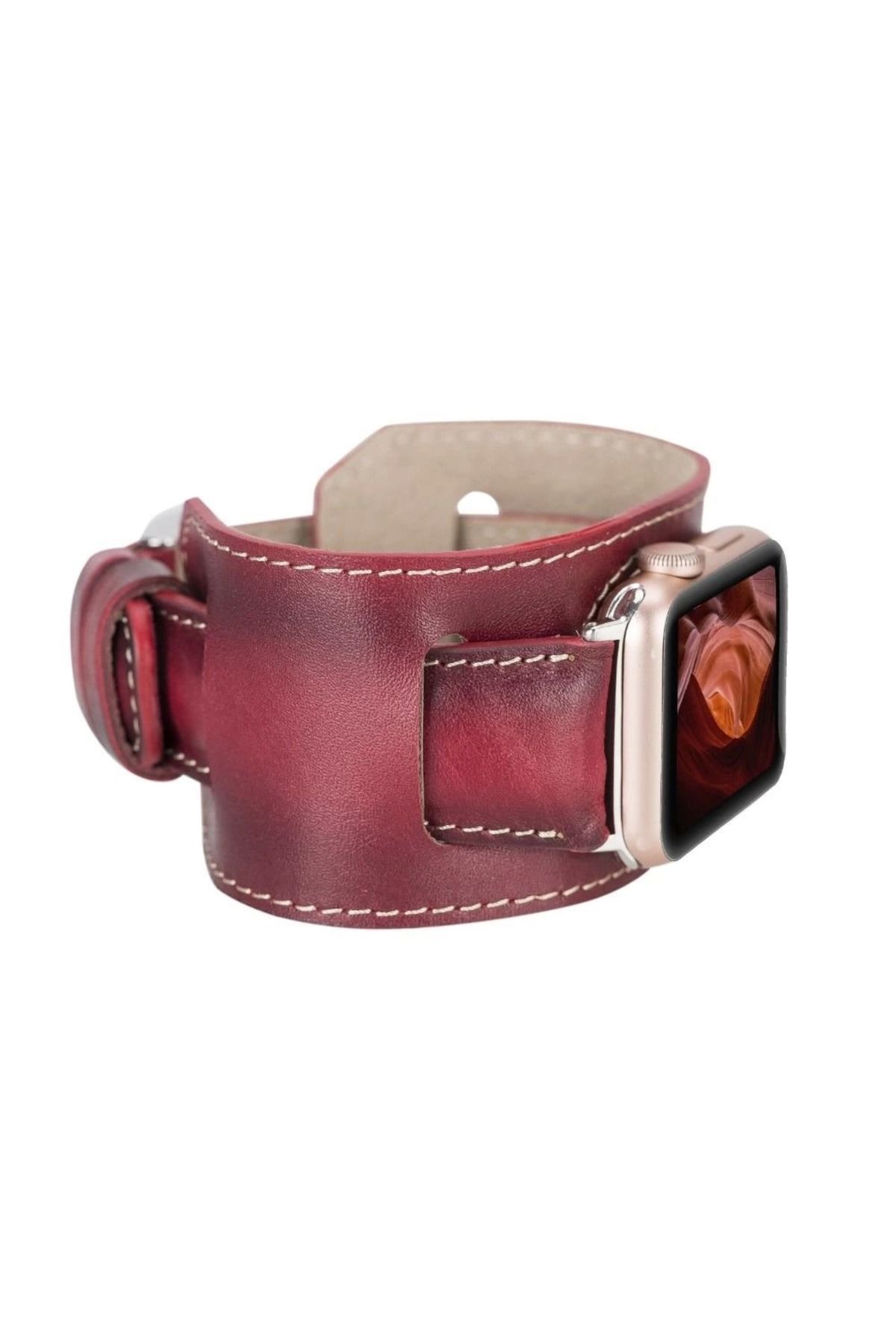 Angoravi Apple Watch Uyumlu Deri Kordon 42-44-45mm Cuff V4EF