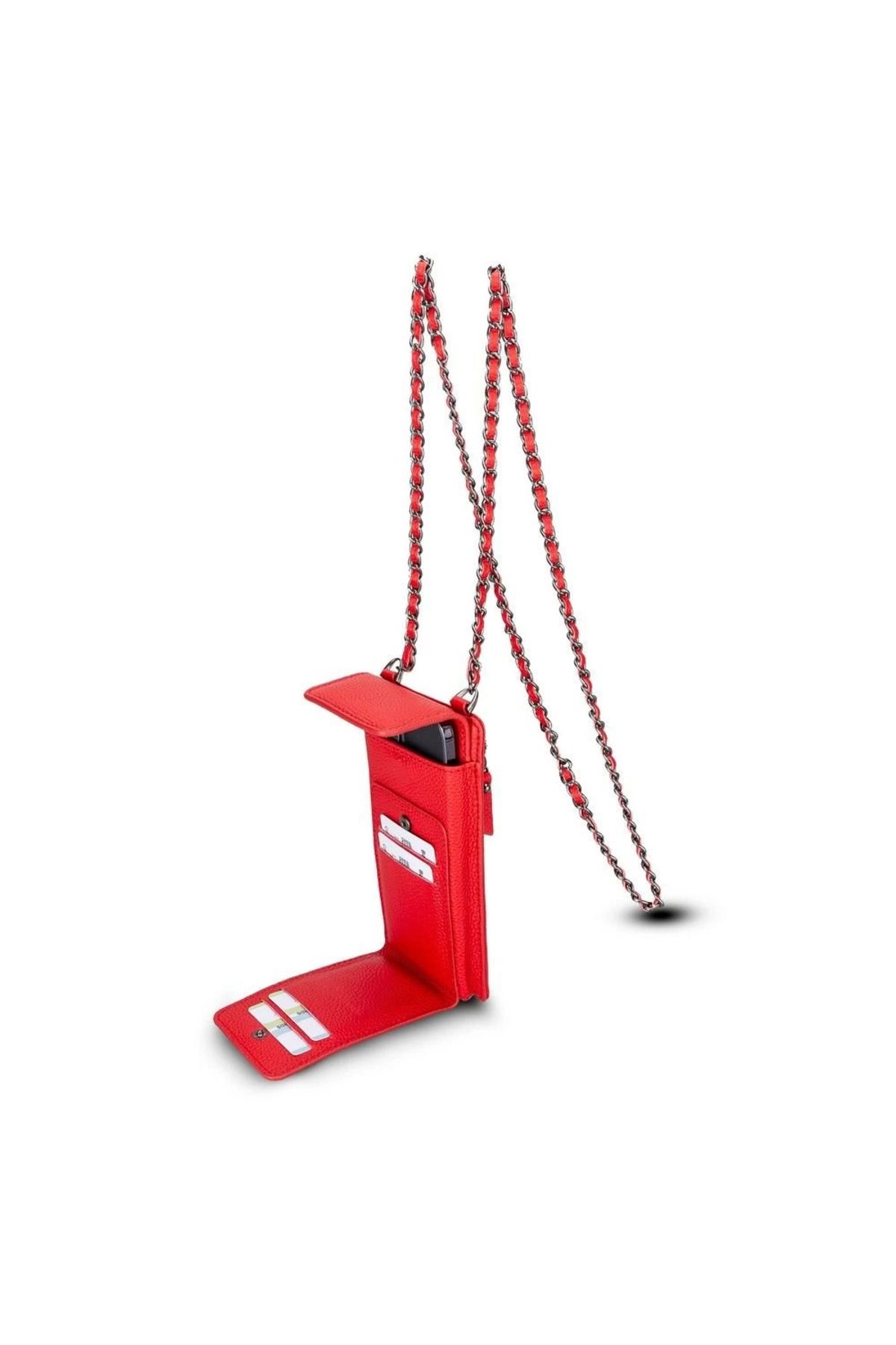 feifei Avjin 6.9 inch Uyumlu Deri Kılıf Cüzdan Askılı ERC2 Kırmızı