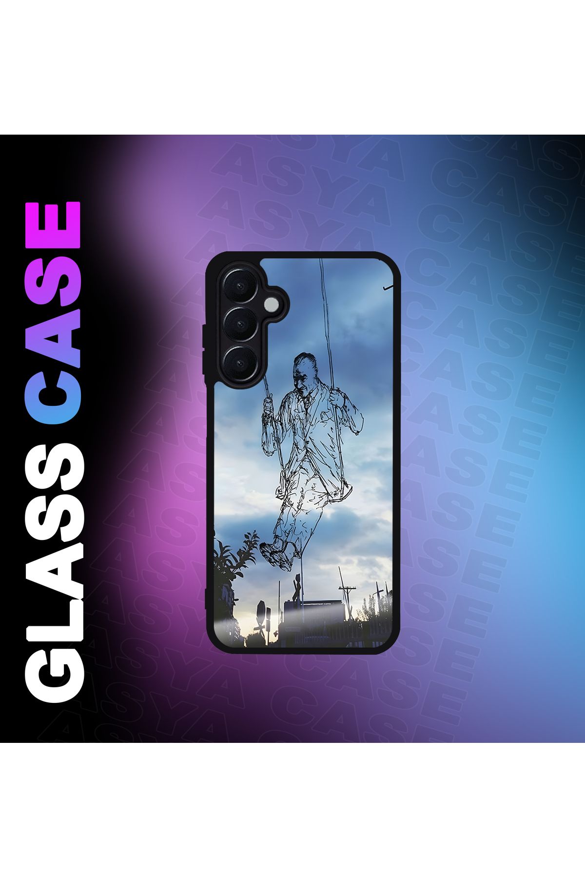 Asya Case Samsung Galaxy A55 5G Kılıf Atatürk Baskılı Telefon Kapağı Siyah Silikon Arka Kapak Koruyucu