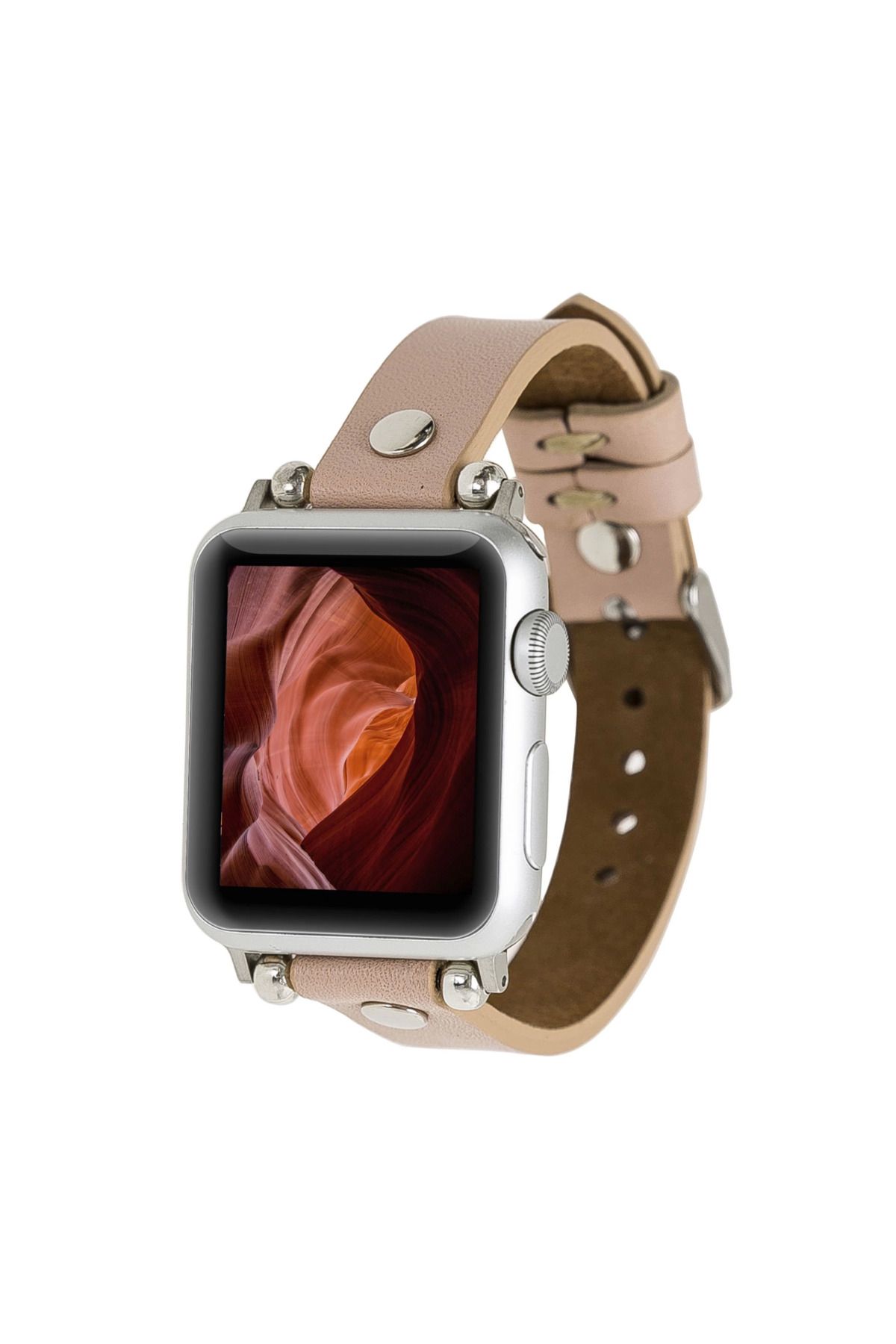 Angoravi Apple Watch Uyumlu Deri Kordon 38-40-41mm ST NU1 Pembe
