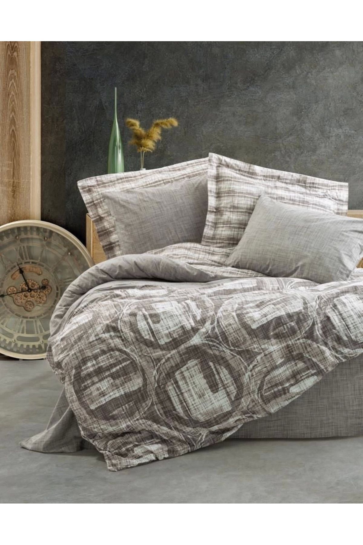 ÖYKÜ VE YİĞİT Cotton Box Modern Çift Kişilik Nevresim Takımı Root Vizon
