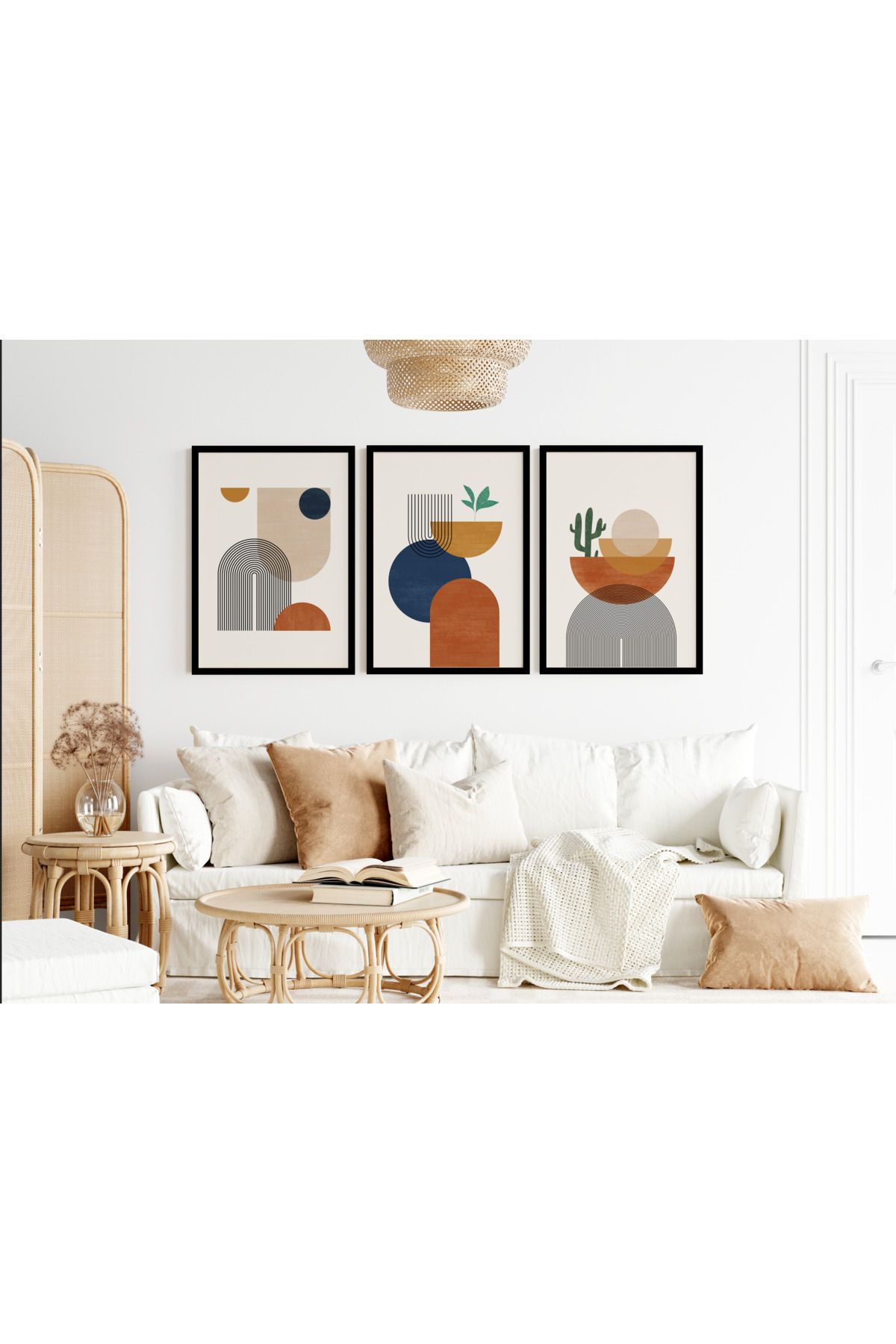 Pi Dekorasyon Modern 3'lü Dekoratif Tablo Seti - BH-2001 - Boho Wall Art