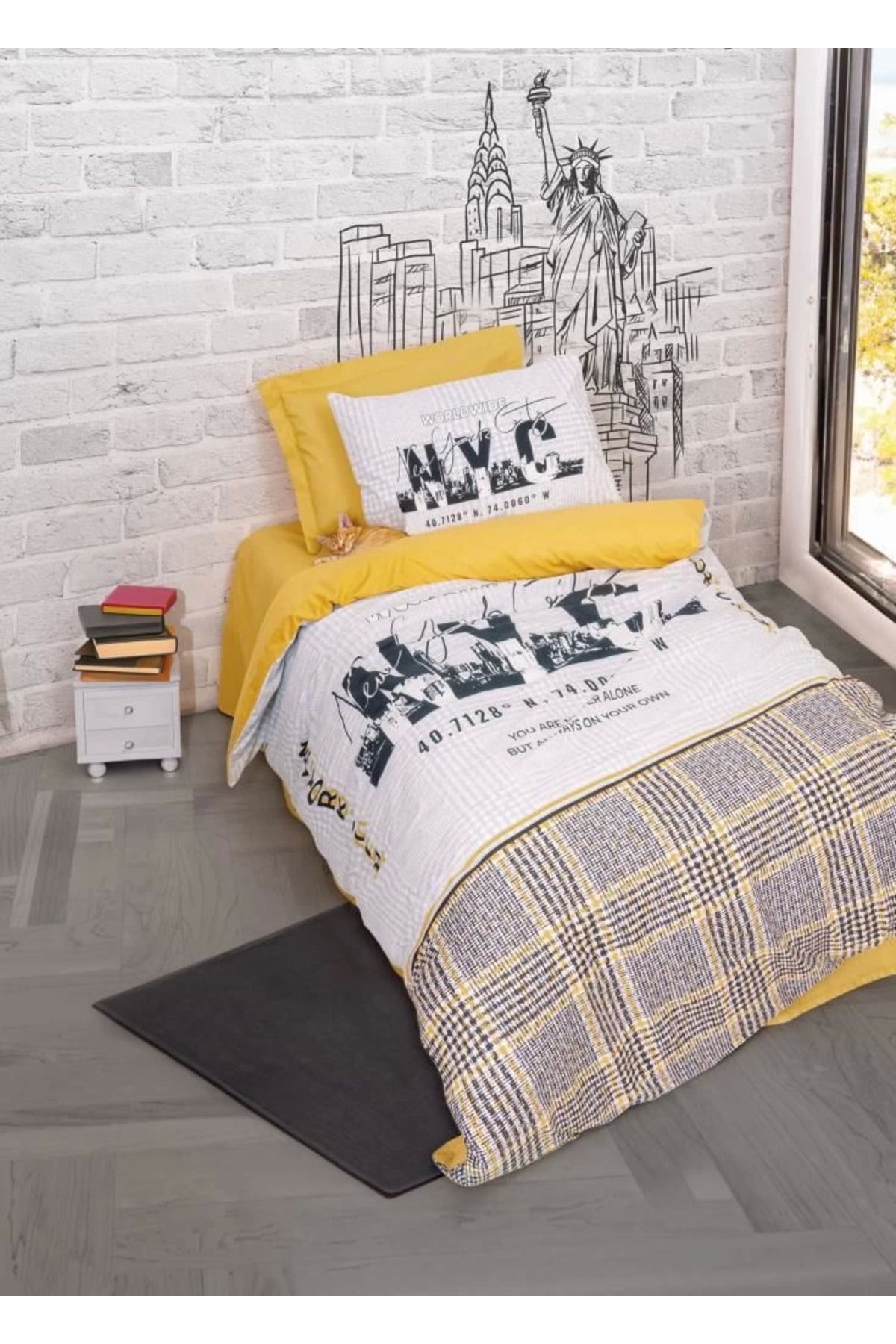 ÖYKÜ VE YİĞİT Cotton Box Genç Ranforce Nevresim Takımı Tek Kişilik World Wide Hardal