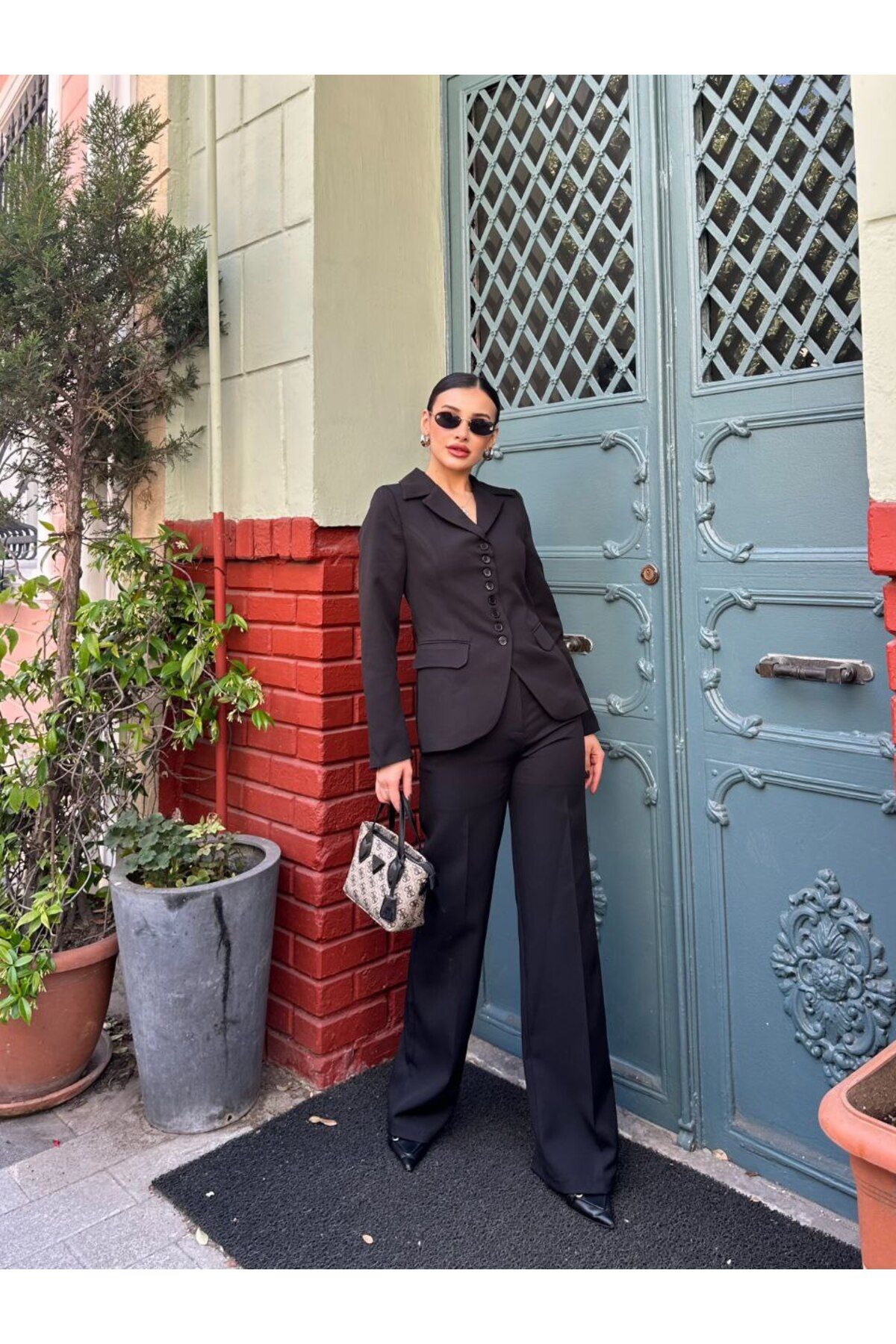 Castivo Fashion Klasik Yaka Düğme Detaylı 2’li Kadın Takım