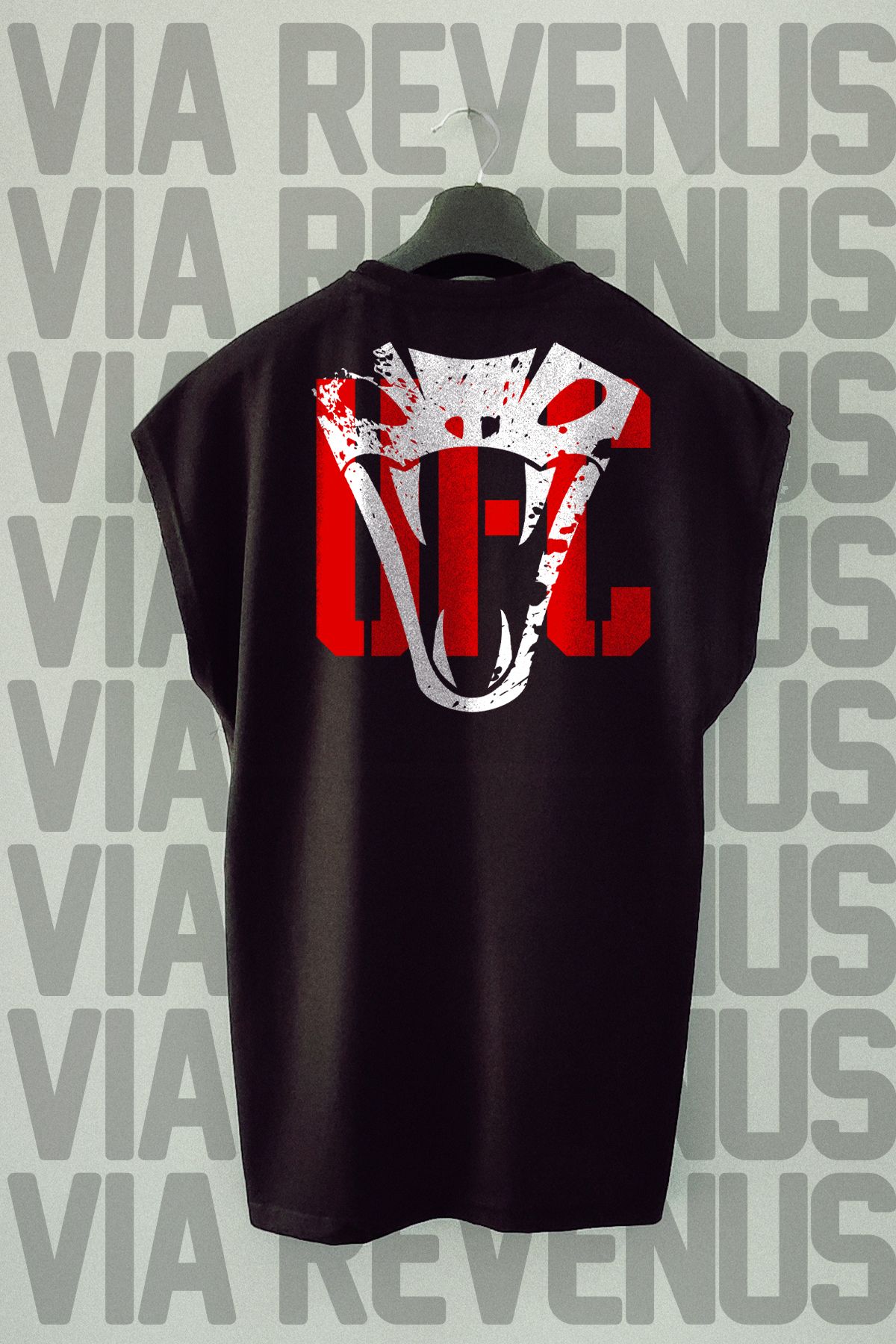 Vordevia UFC Sırt Baskılı Sıfır Kollu Bisiklet Yaka Spor Tshirt