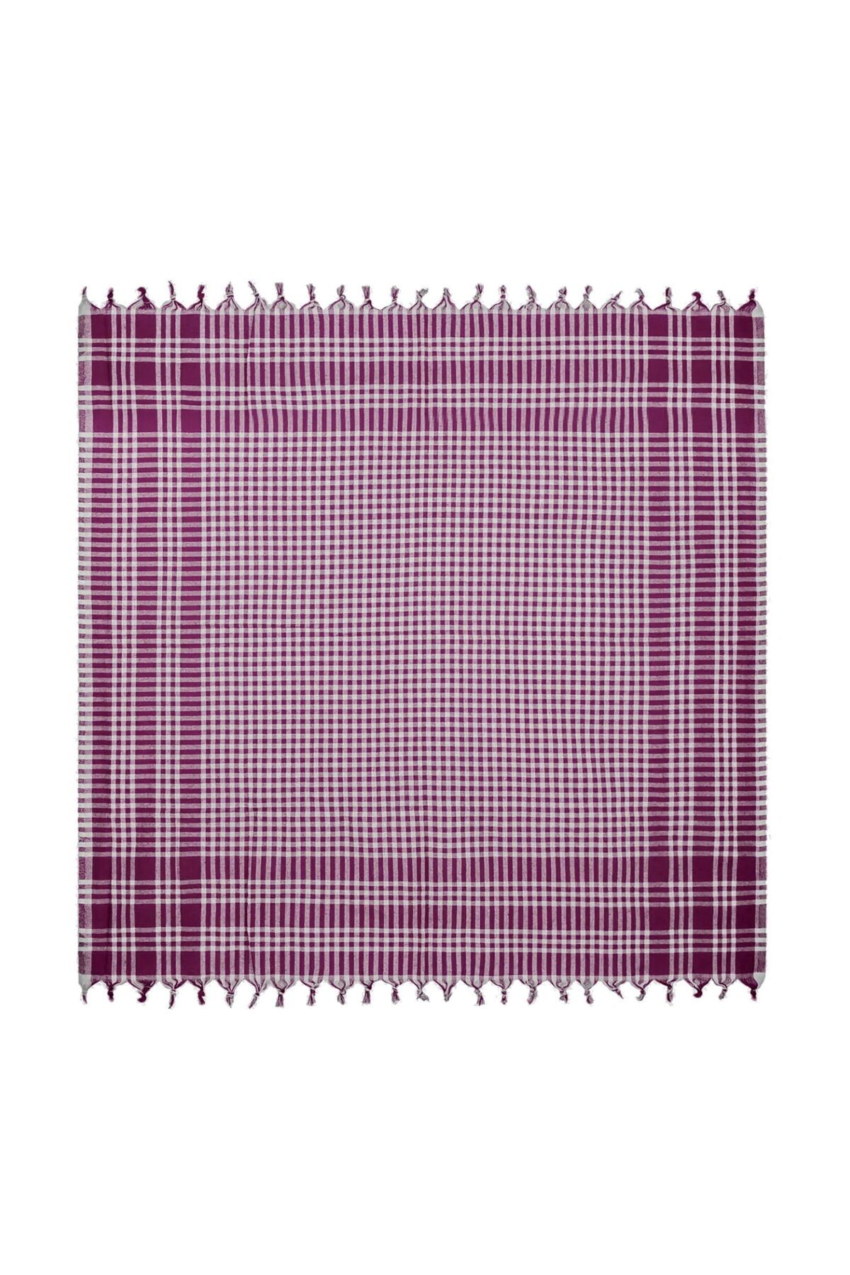 MATMEL Ekoseli Piknik Örtüsü - Bordo - 165x165 cm