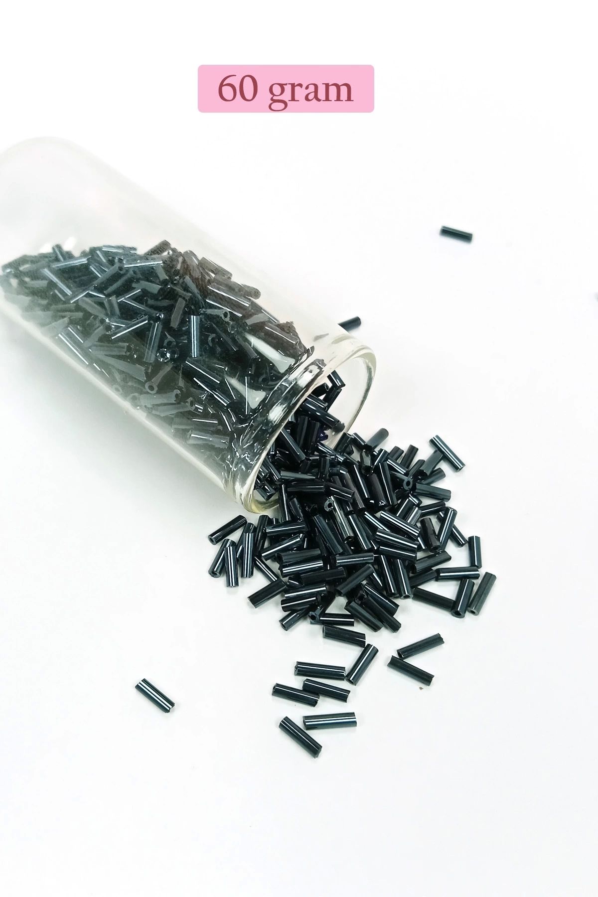 PRATİKOBA Uzun Boru Kesme Boncuk Çap 2mm Uzunluk 10 mm - 60 Gram - Koyu Yeşil - BNC266