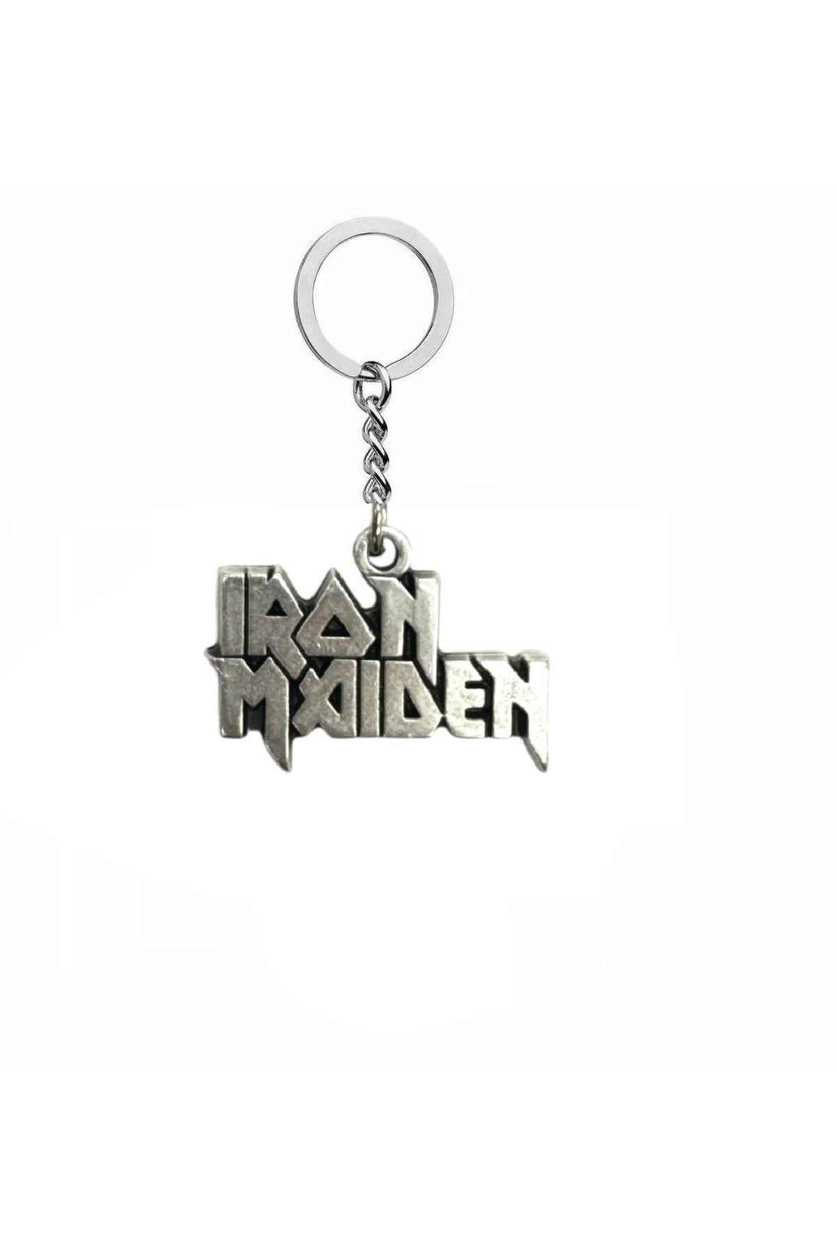 Herşey Nota ron Maiden Logolu Metal Anahtarlık – Gümüş Renk | Unisex Rock & Metal Aksesuarı