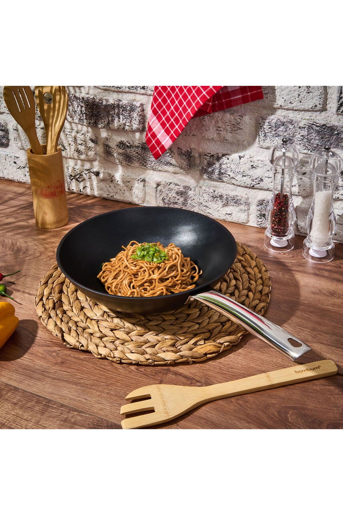 ASPARTAM Ambosss Dark Wok Tava - Siyah - 28 cm