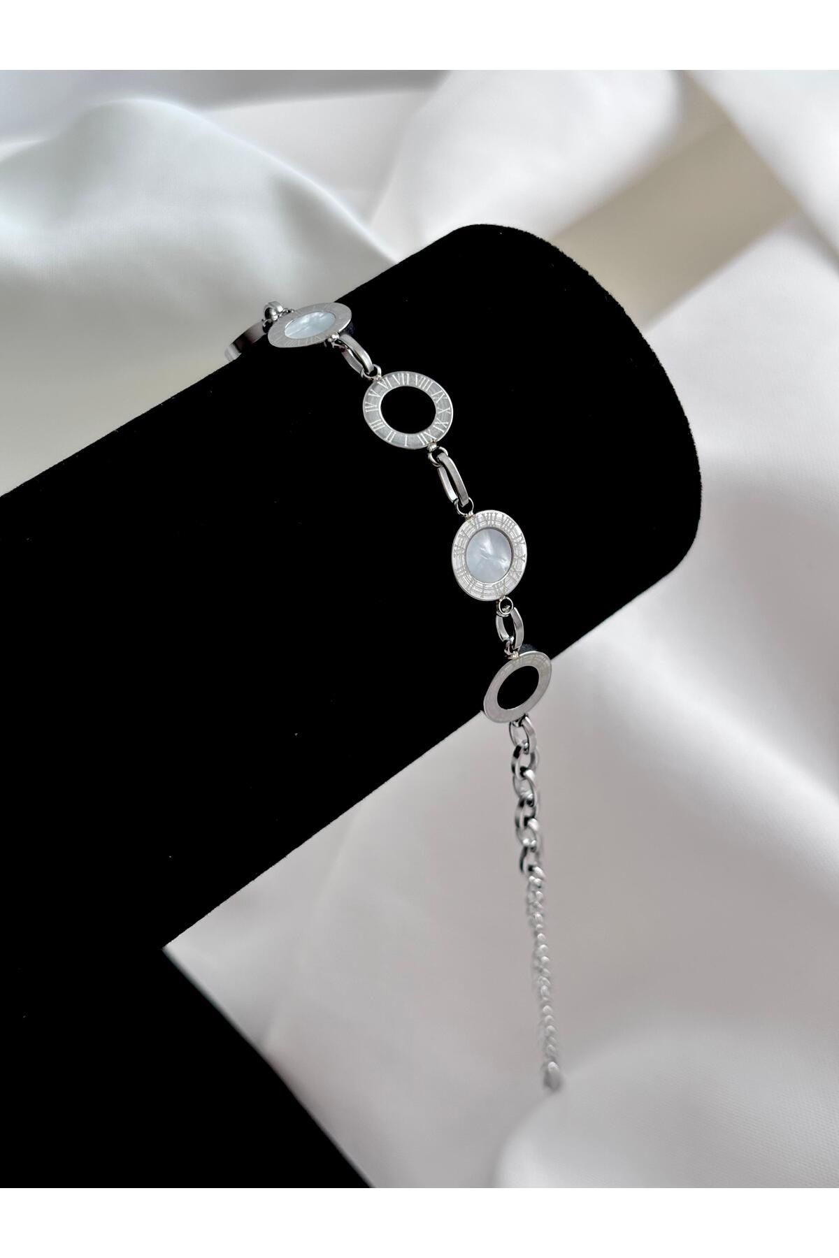 Bellamy Jewelry Dairesel Formlu Taşlı Bileklik - Silver