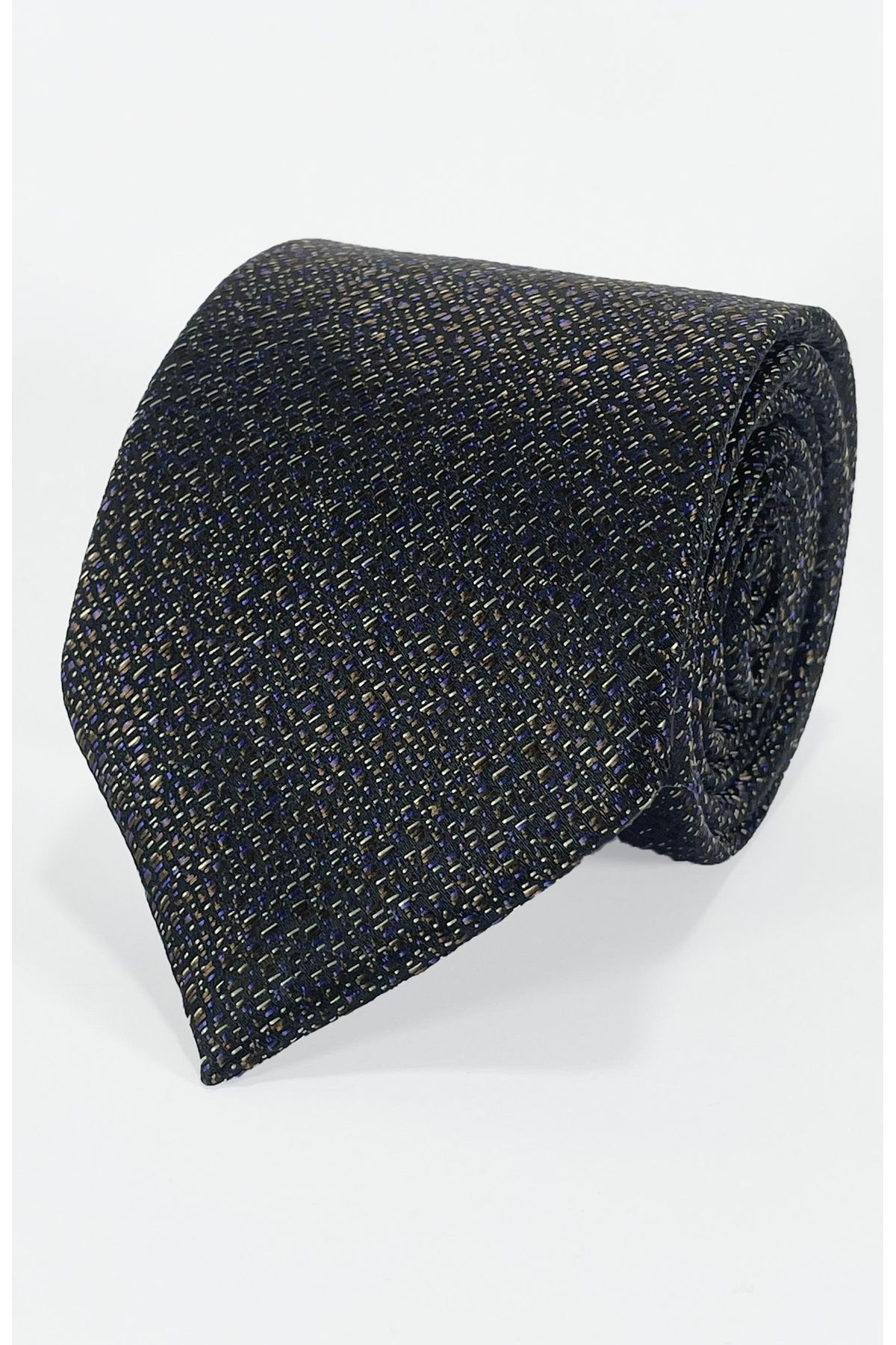 BLC Basic Line Co. Acı Kahve Kırçıl Desenli Mikrofiber Kravat ve Mendil Takımı- 7 cm Modern Kesim