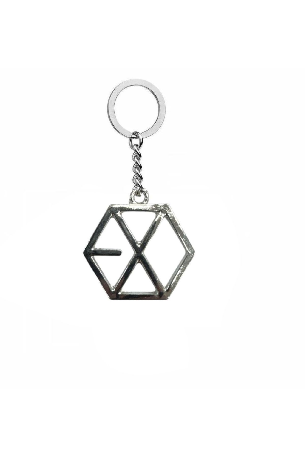 Herşey Nota EXO Logolu Metal Anahtarlık – Gümüş Renk | Unisex K-Pop Fan Aksesuarı