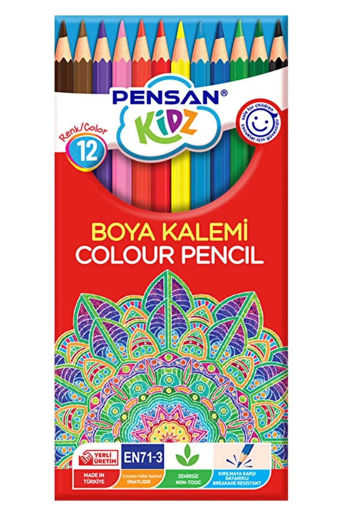 PRATİKOBA Pensan 12 Renk Tam Boy Kuru Boya 12'li