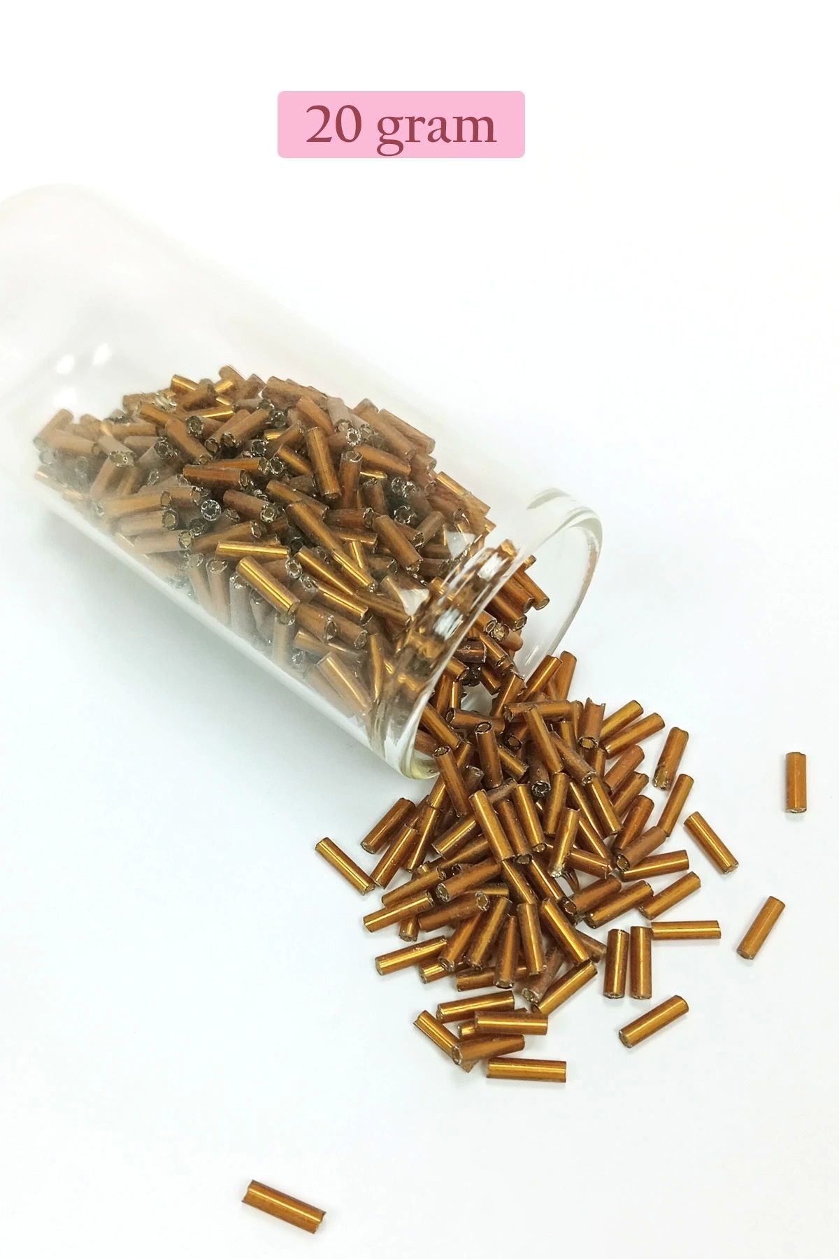 PRATİKOBA Uzun Boru Kesme Boncuk Çap 2mm Uzunluk 10 mm - 20 Gram - Gold - BNC248