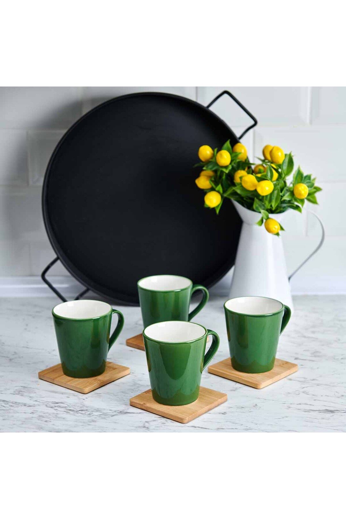 ASPARTAM KPMM Circle 4'lü Bambu Bardak Altlığı - Asorti - 10 cm