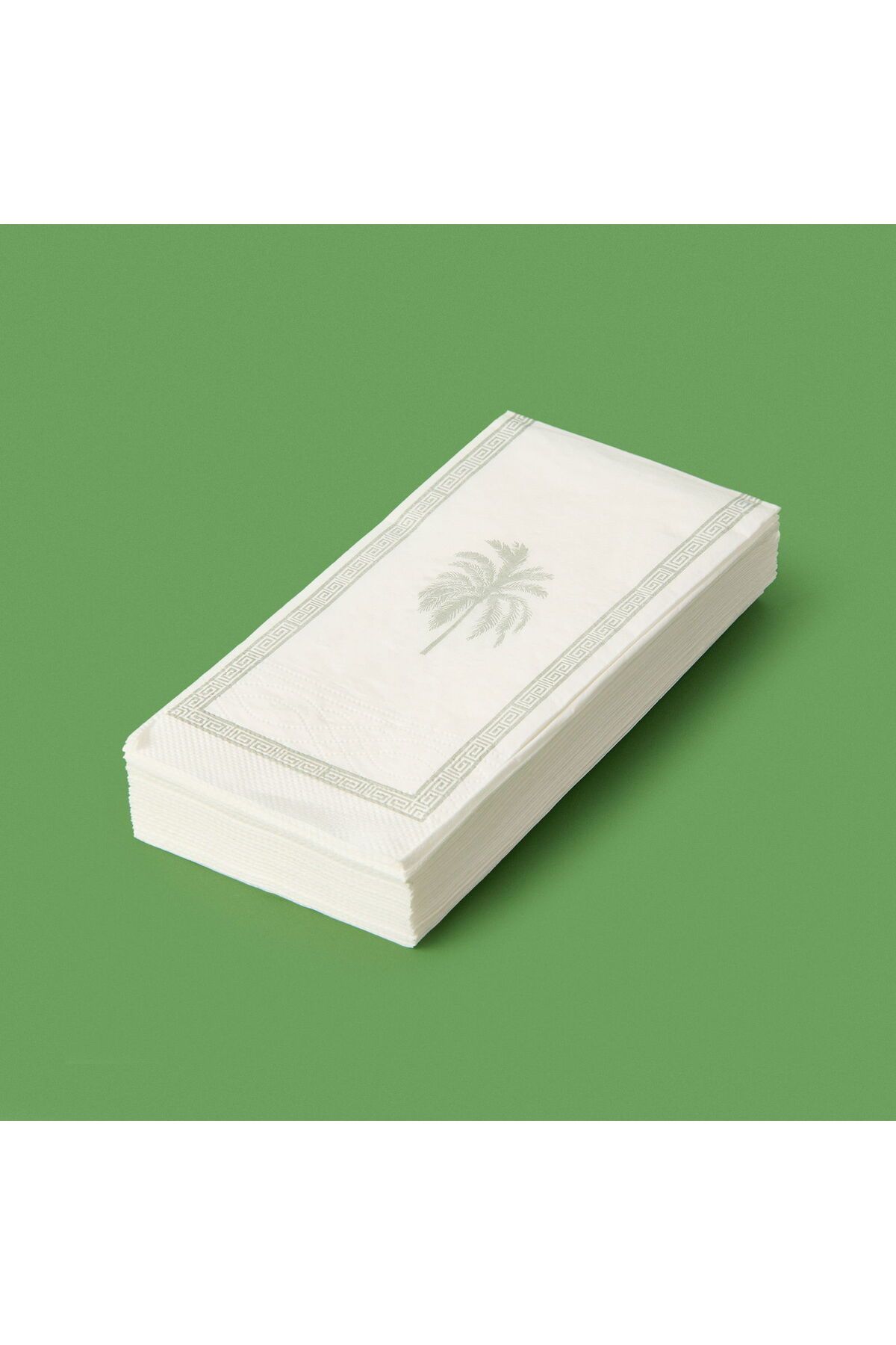 ASPARTAM 20'li Palmiye Desen Peçete - Gri / Beyaz - 16x8 cm