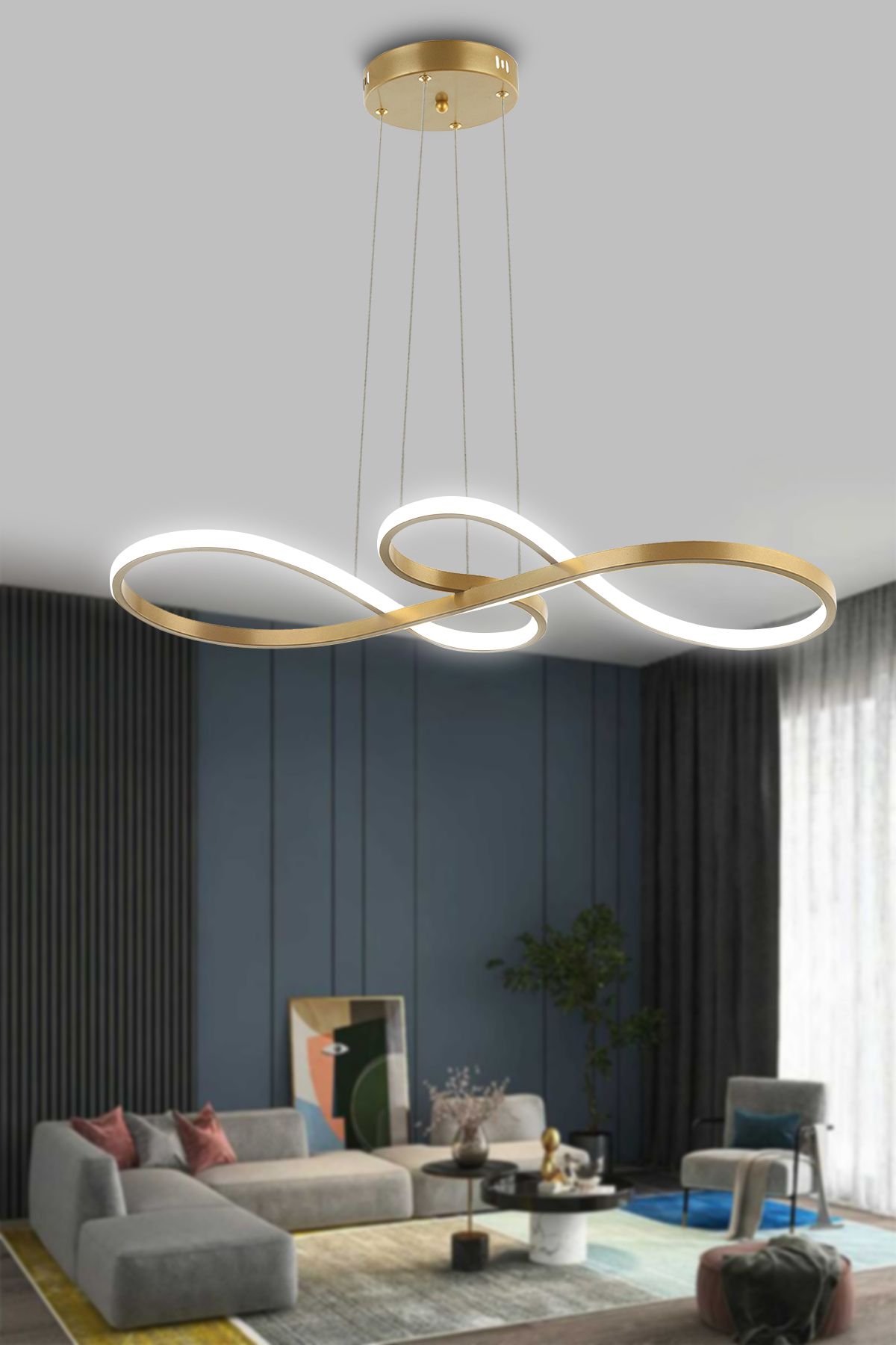 RSCOLLECTIONS Yol Modern Sarkıt Mutfak, Balkon Led Avize Beyaz Işık Gold Eskitme