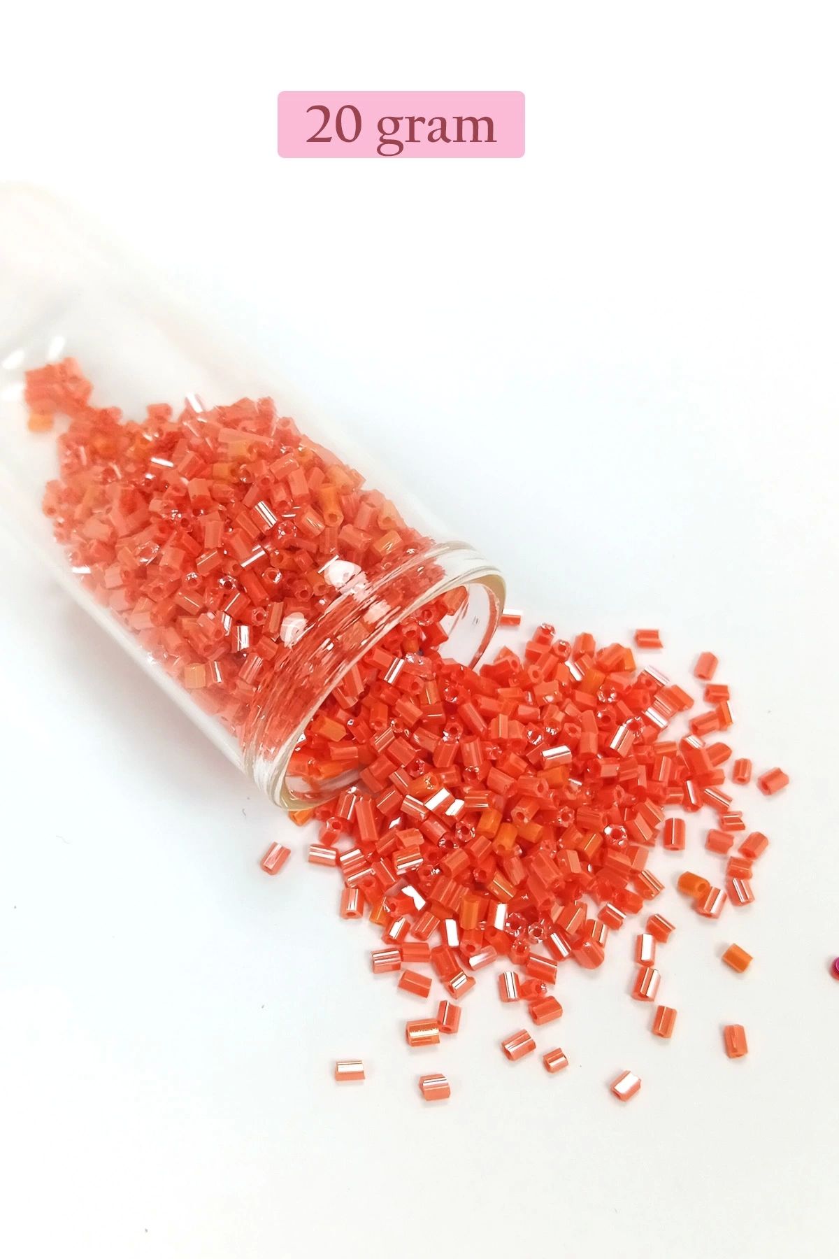 PRATİKOBA Kesme Cam Boncuk 2mm - 20 Gram - Mercan Kırmızı -BNC310