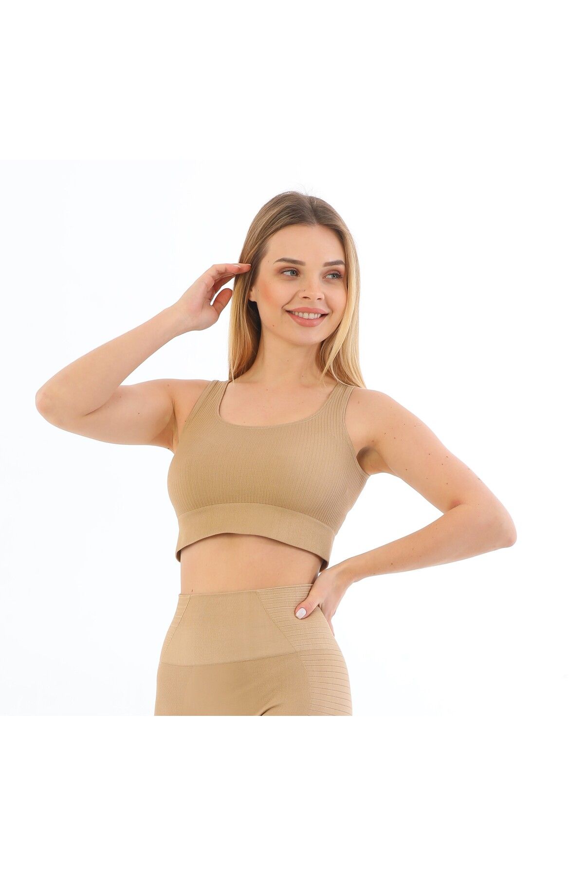 inkasole Kalın Askılı Fitilli Crop Büstiyer 5700 Vizon