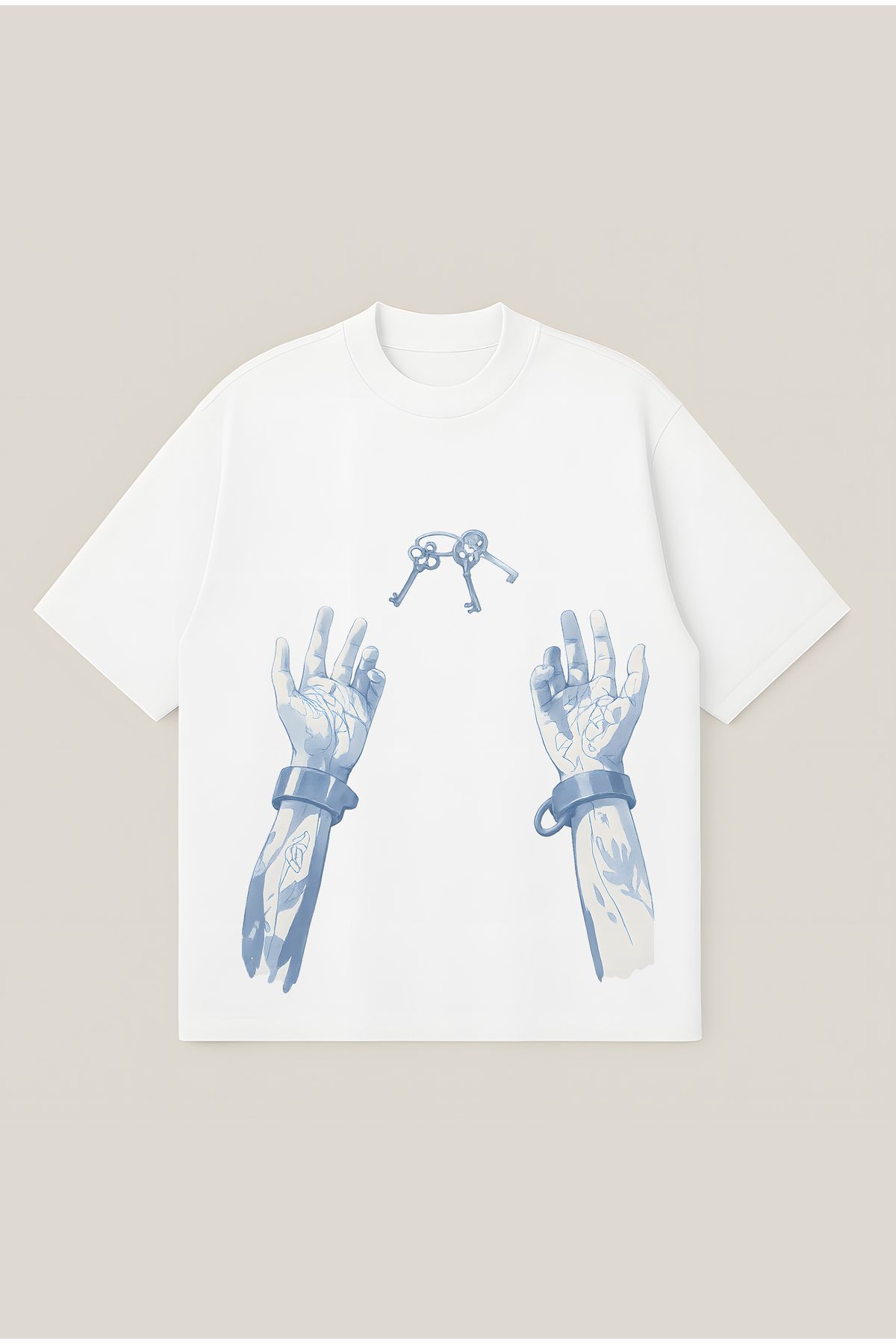 Moon Dancer Anime Chained Unisex Oversize Baskılı Boxy Fit Kalın Kumaşlı T-shirt