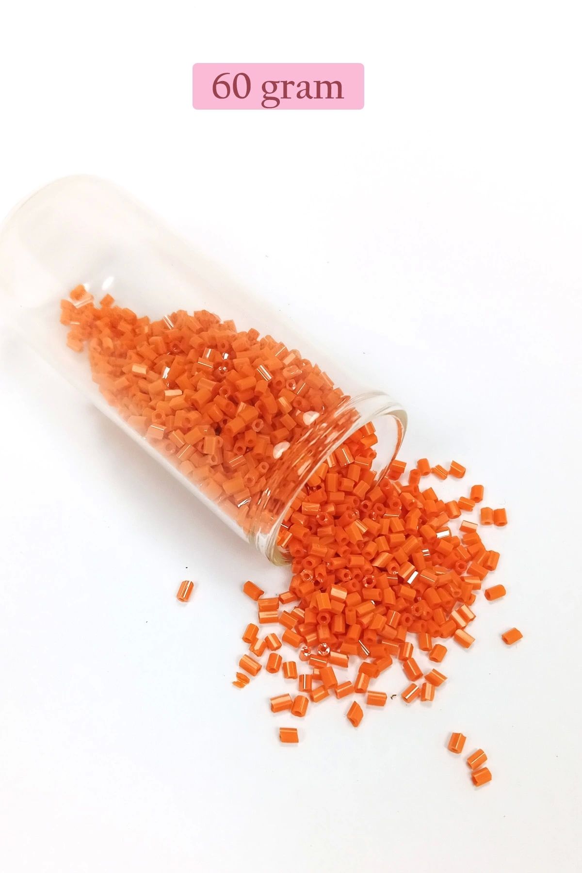 PRATİKOBA Kesme Cam Boncuk 2mm - 60 Gram - Turuncu - BNC353