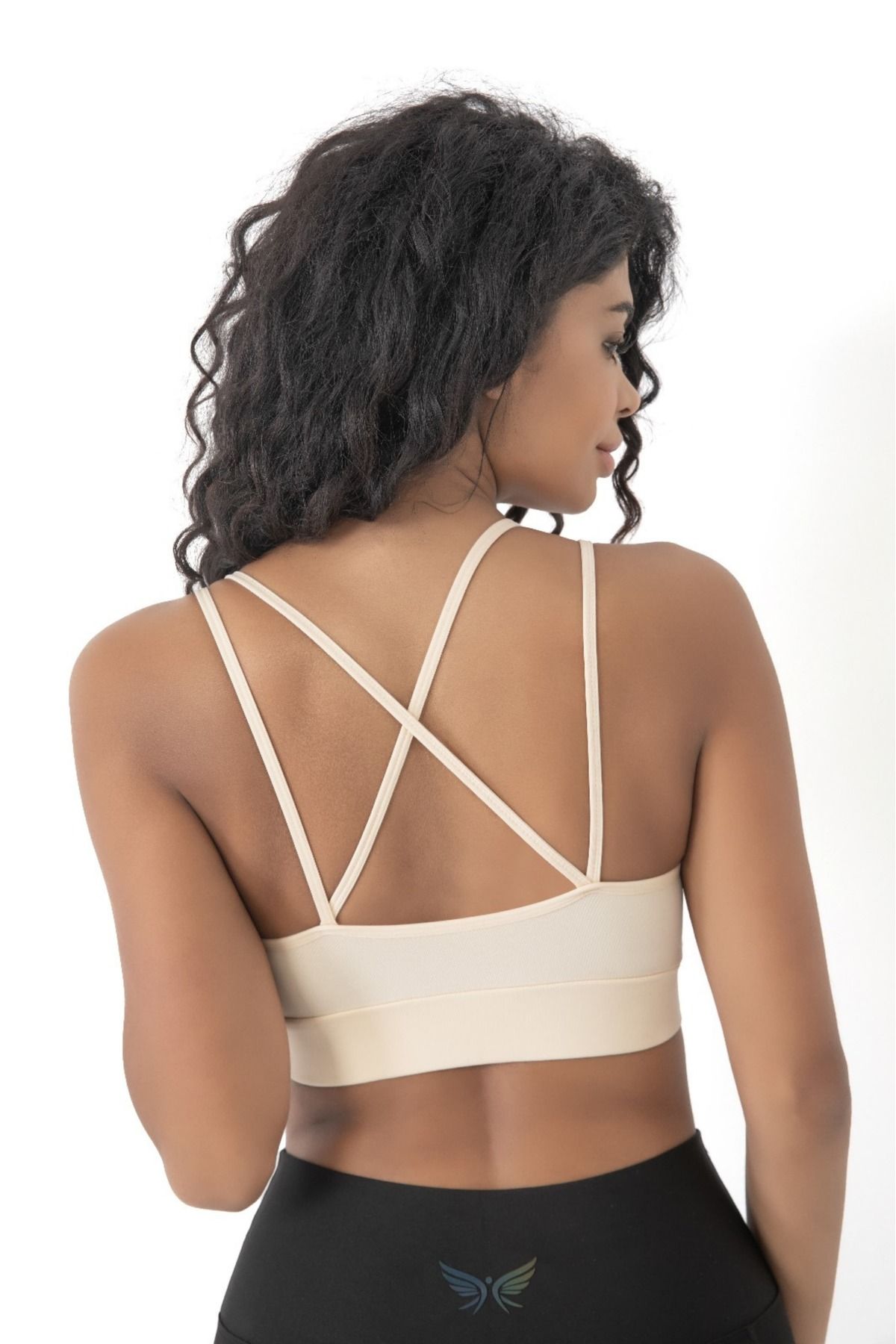 bazaar-turkey all you need Arkası Çapraz Detaylı Spor Crop Büstiyer 5800 Ten