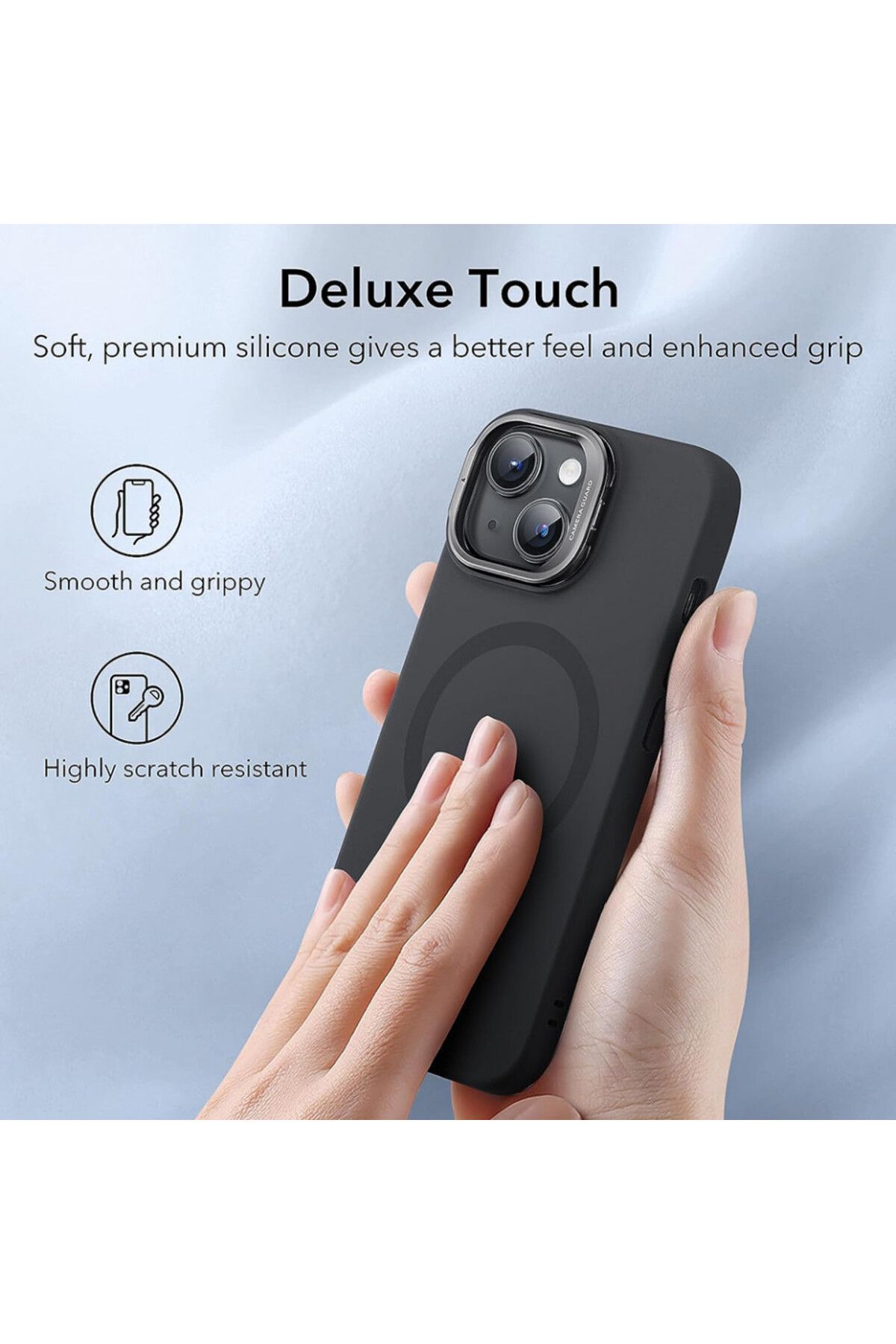 ESR-IPhone 15 Plus Case - ESR Cloud Soft HaloLock Kickstand - Black 3