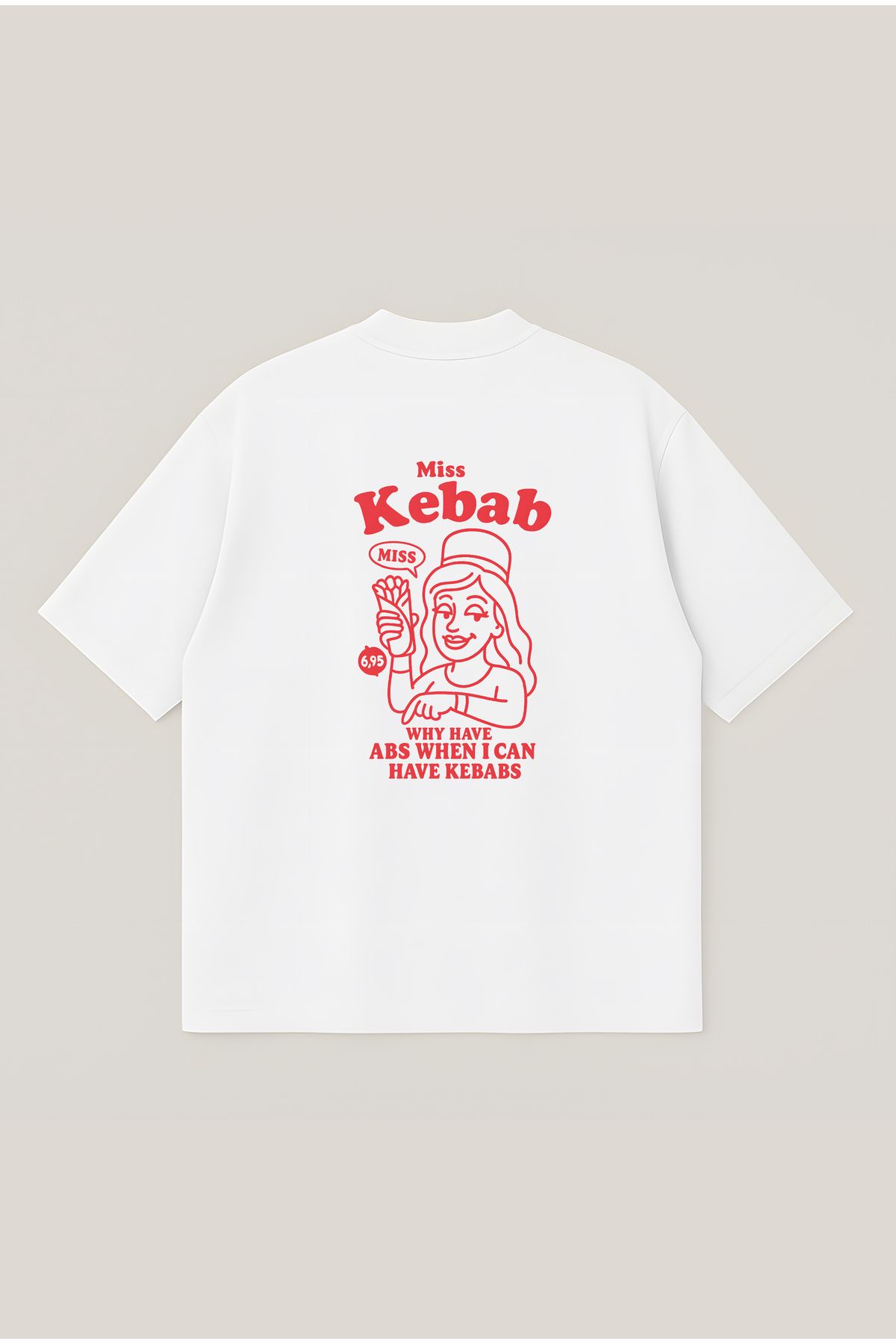 Moon Dancer Miss Kebap Unisex Oversize Baskılı Boxy Fit Kalın Kumaşlı T-shirt