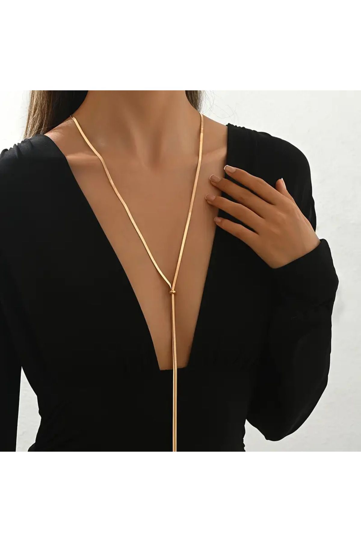 LAVİNYAMJEWELLERY AYARLANABİLİR Y KOLYE 18K ALTIN KAPLAMA