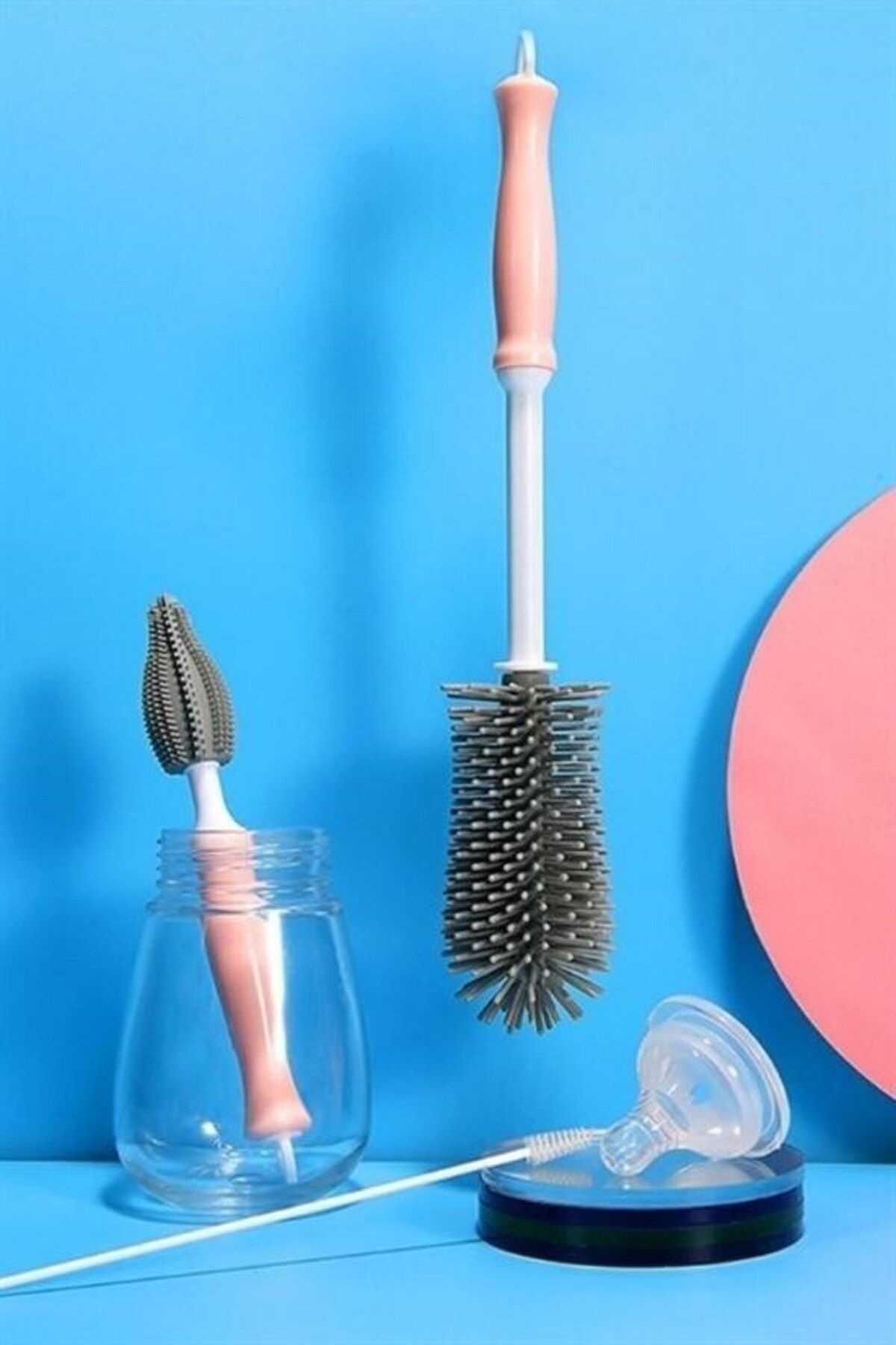 PratikAI Silikon Uçlu Kavanoz ve Biberon Temizleme Fırçası | Ergonomik ve Hijyenik Tasarım