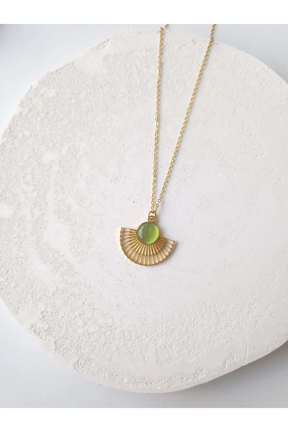 1881 STORE Çelik Gold Antik Yelpaze Kolye