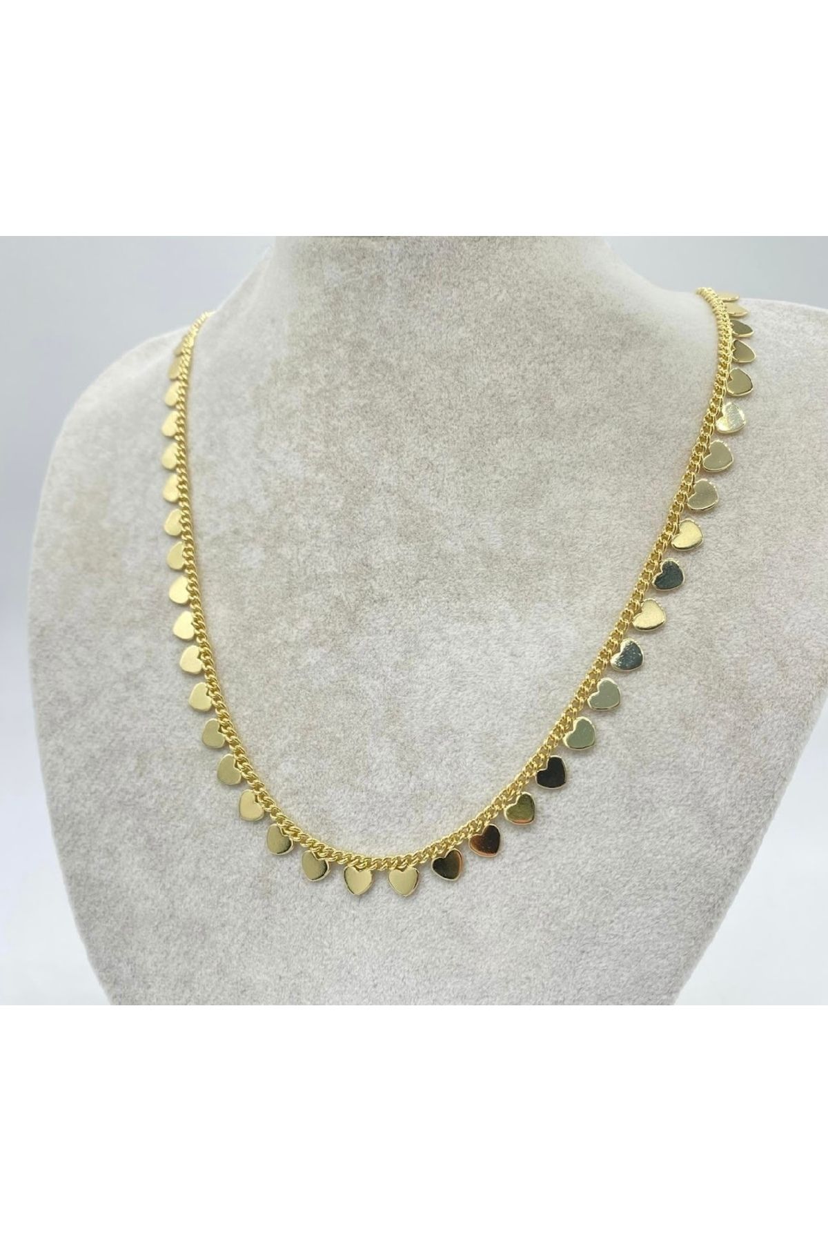 FASHİON JEWELRY 14 K Renk Altın Kaplama Kararmaz Çelik Kalpli Kolye