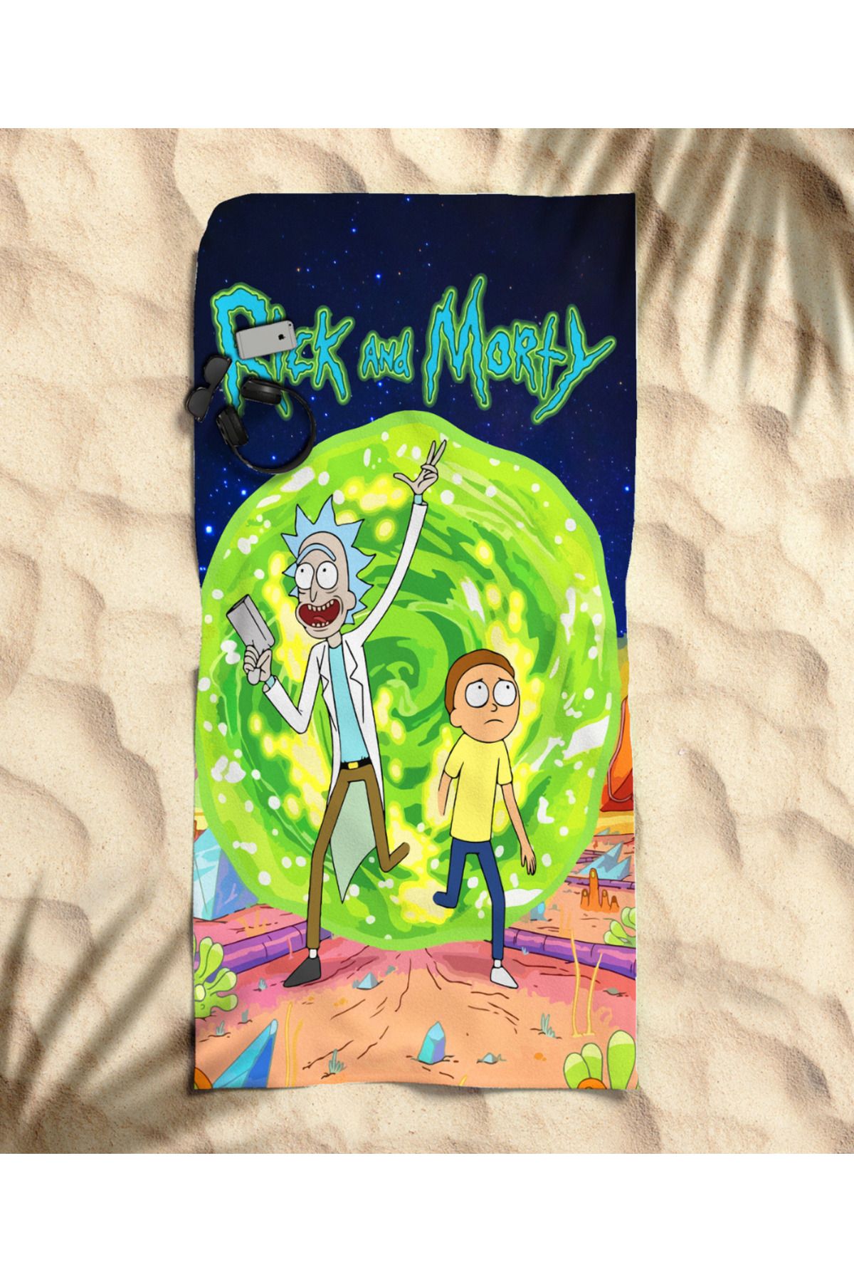 hediyechy Rick and Morty Dünyası Temalı Plaj Havlusu