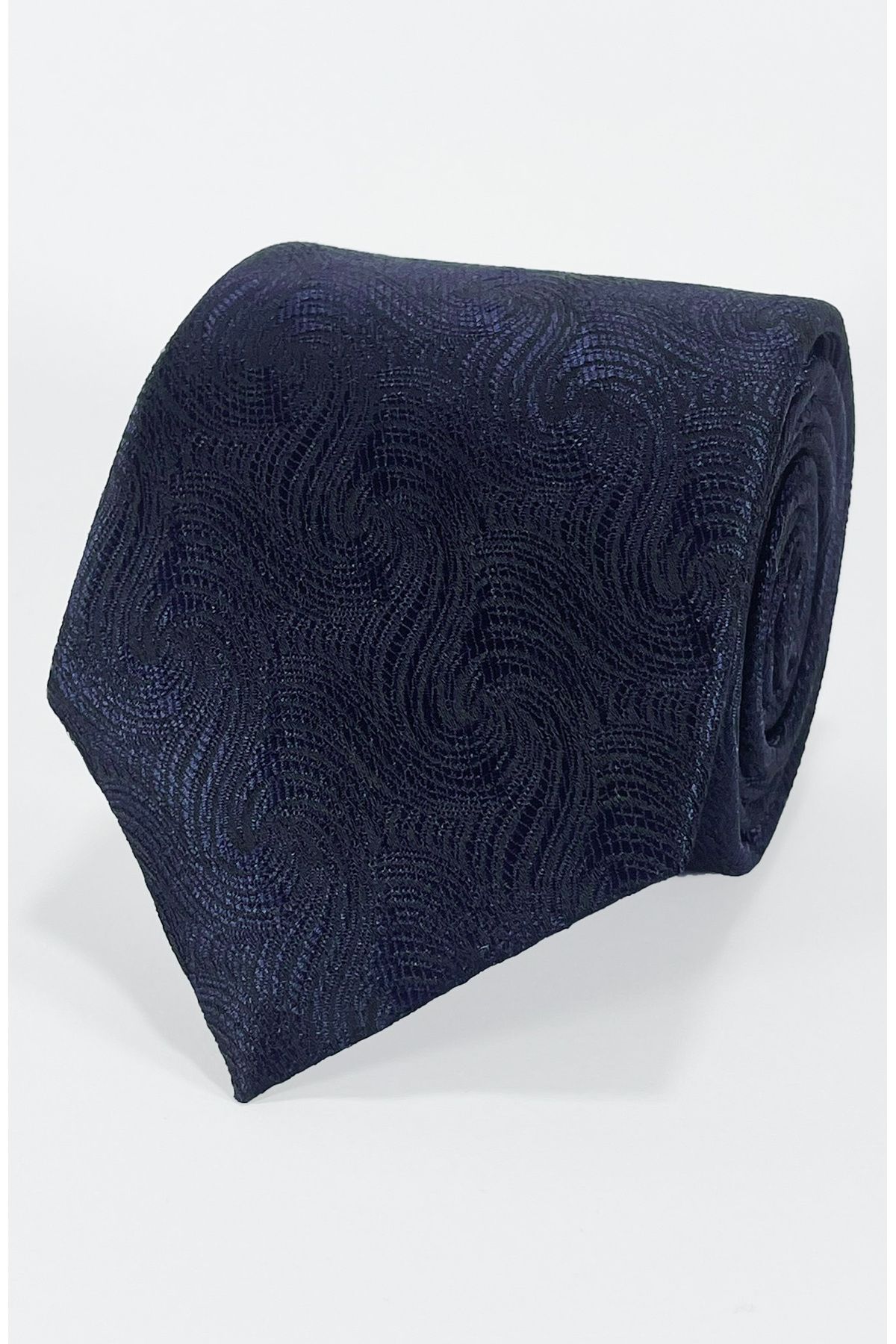 BLC Basic Line Co. Dönence - Lacivert Gece Yarısı Mikrofiber Kravat ve Mendil Seti - 7 cm Modern Kesim