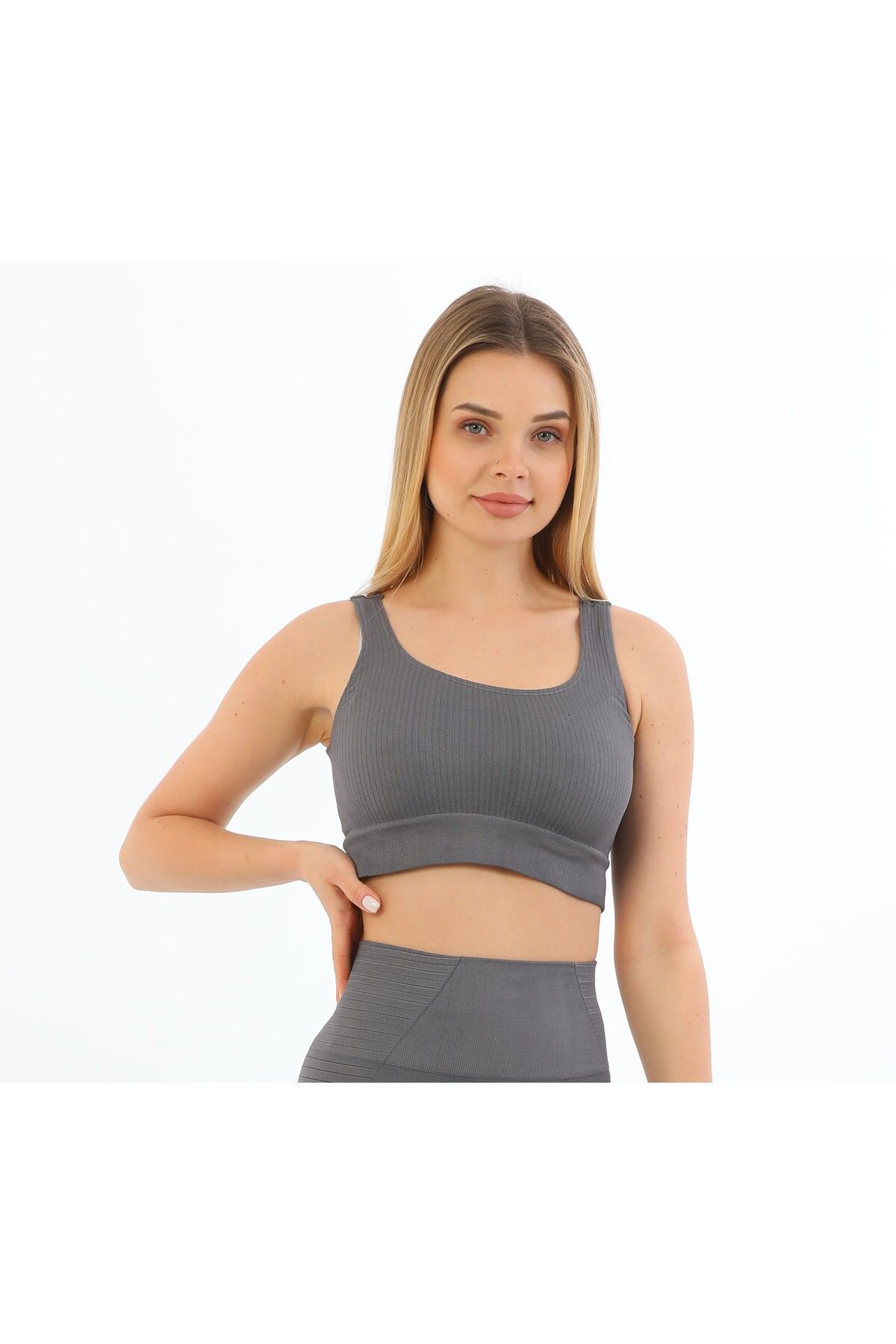 bazaar-turkey all you need Kalın Askılı Fitilli Crop Büstiyer 5700 Füme