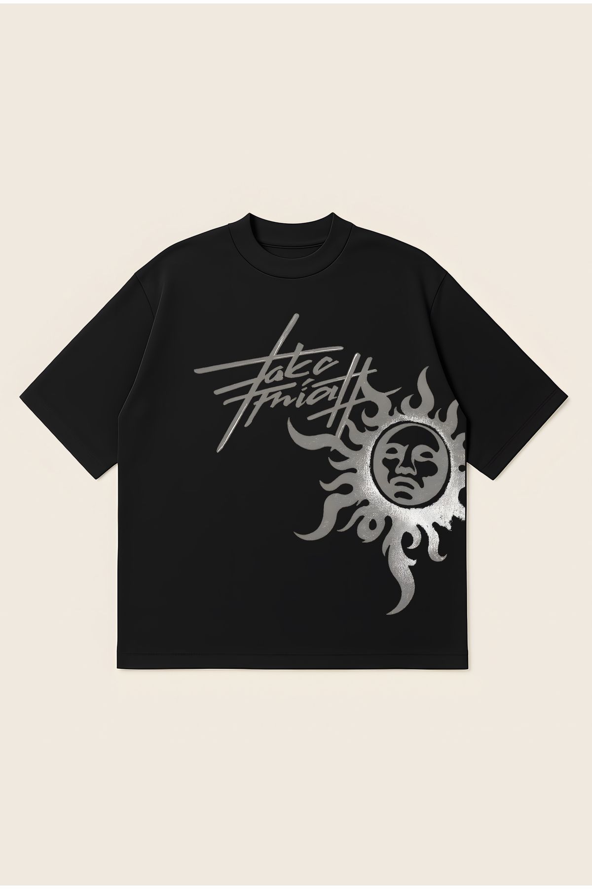 Moon Dancer Sun Taka Güneş Unisex Oversize Baskılı Boxy Fit Kalın Kumaşlı T-shirt