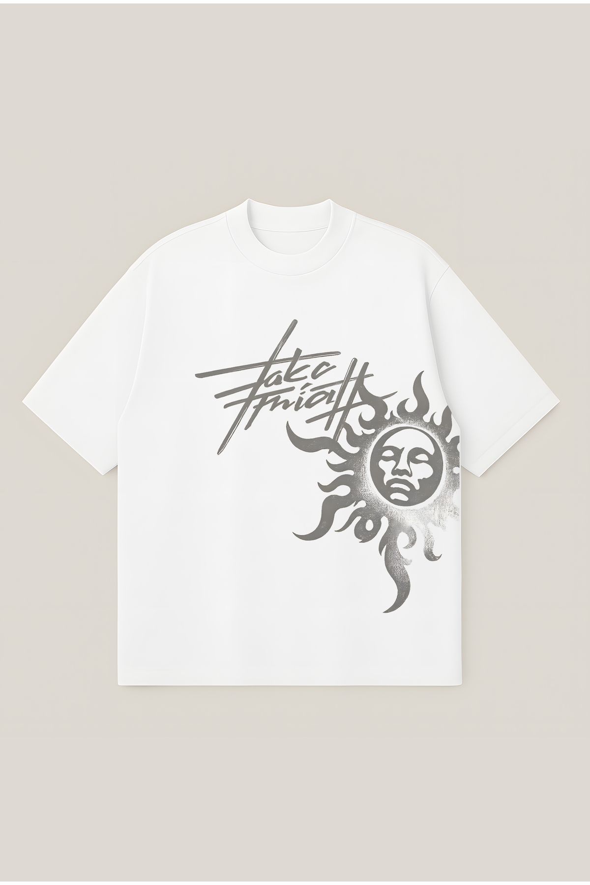 Moon Dancer Sun Taka Güneş Unisex Oversize Baskılı Boxy Fit Kalın Kumaşlı T-shirt