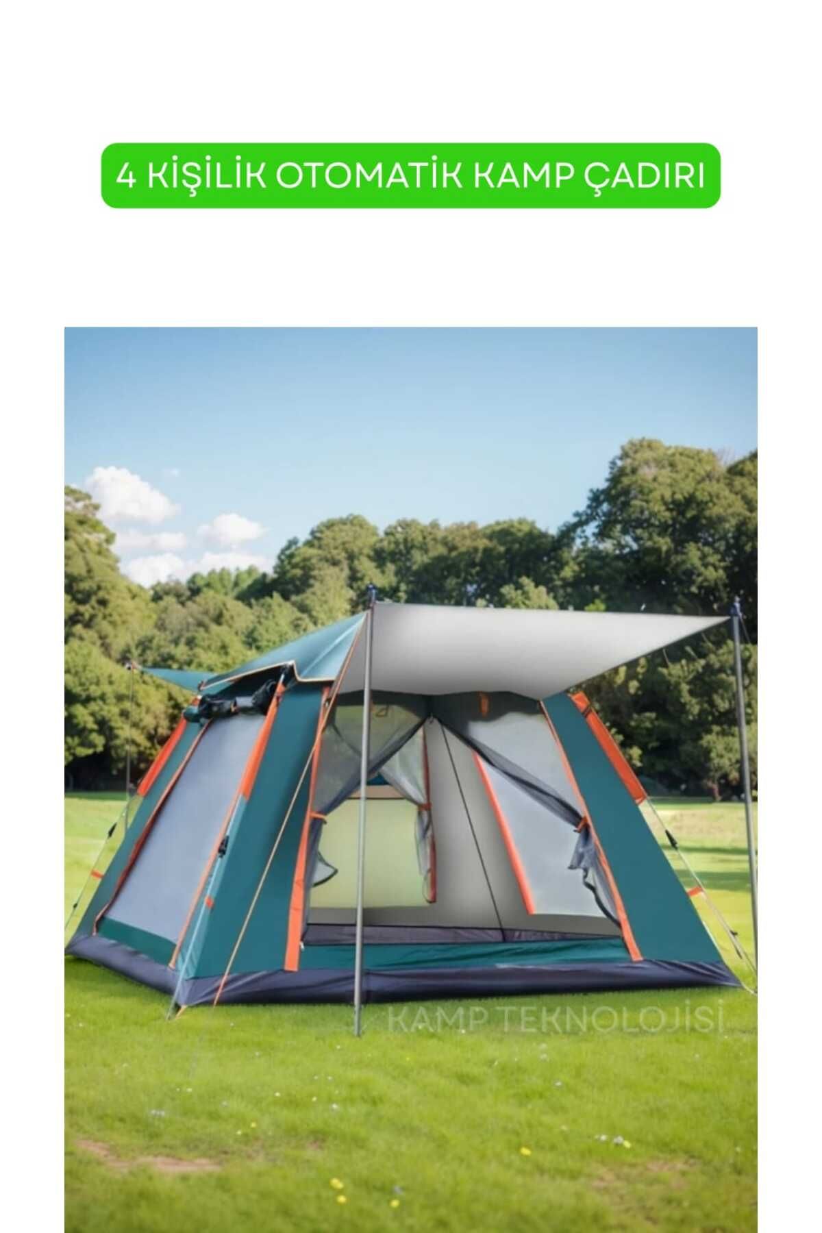 kamptek kamp teknolojisi Camp One 4 Kişilik Otomatik Kurulum Dört Mevsim Profesyonel Kamp Doğa Deprem Çadırı 215*215*145 cm