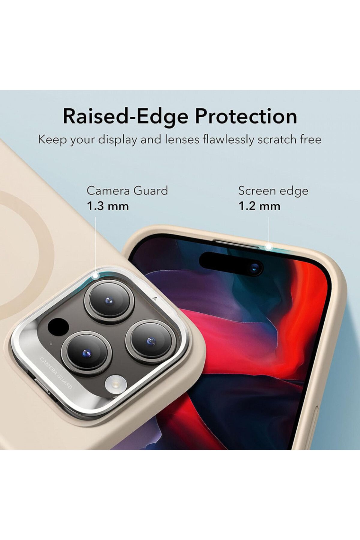 ESR-IPhone 15 Pro Max Case - ESR Cloud Soft HaloLock Kickstand - Light Tan 6