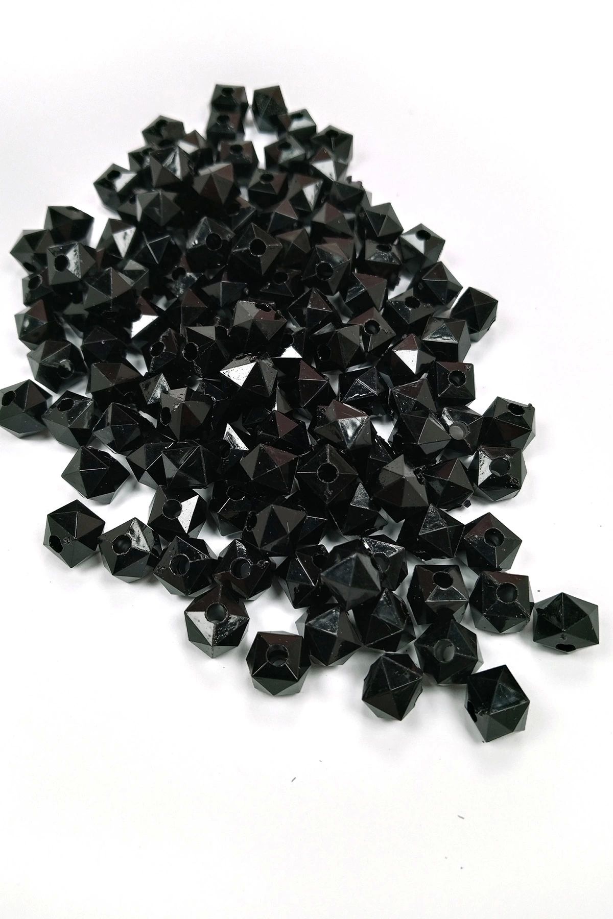 PRATİKOBA Küp Boncuk İçten Boncuklu Bileklik Çanta Boncuğu 10 mm 50 gr Siyah - BNC457
