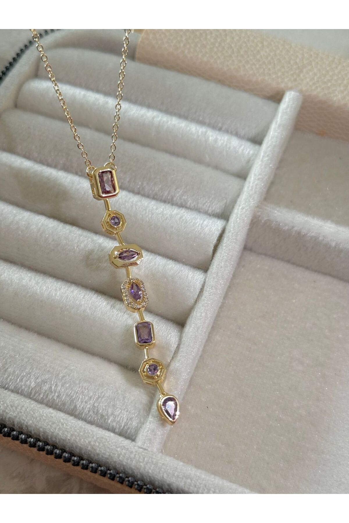 h&b design jewel Çelik Lila Y Kolye