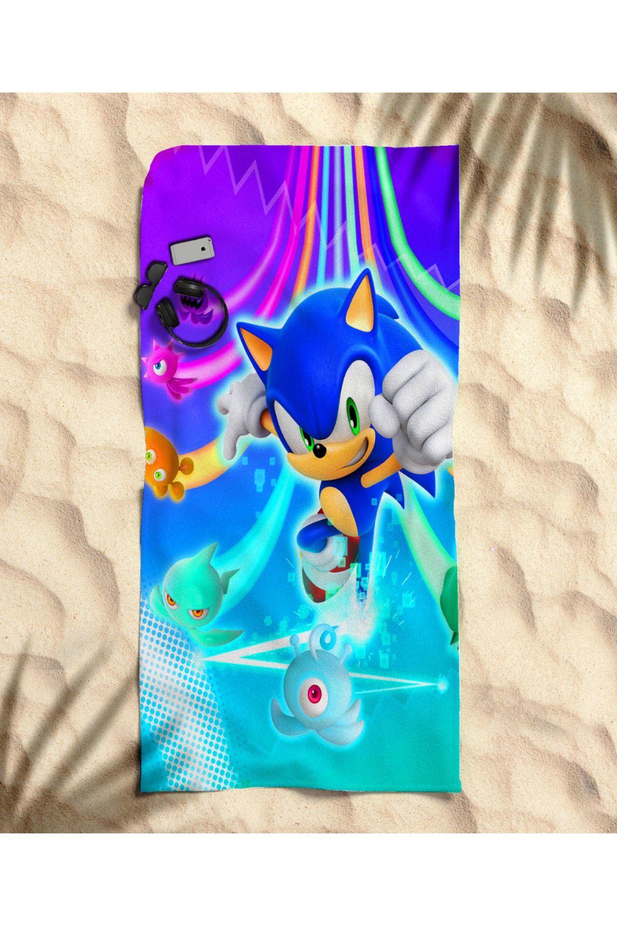 hediyechy Sonic Power Temalı Plaj Havlusu