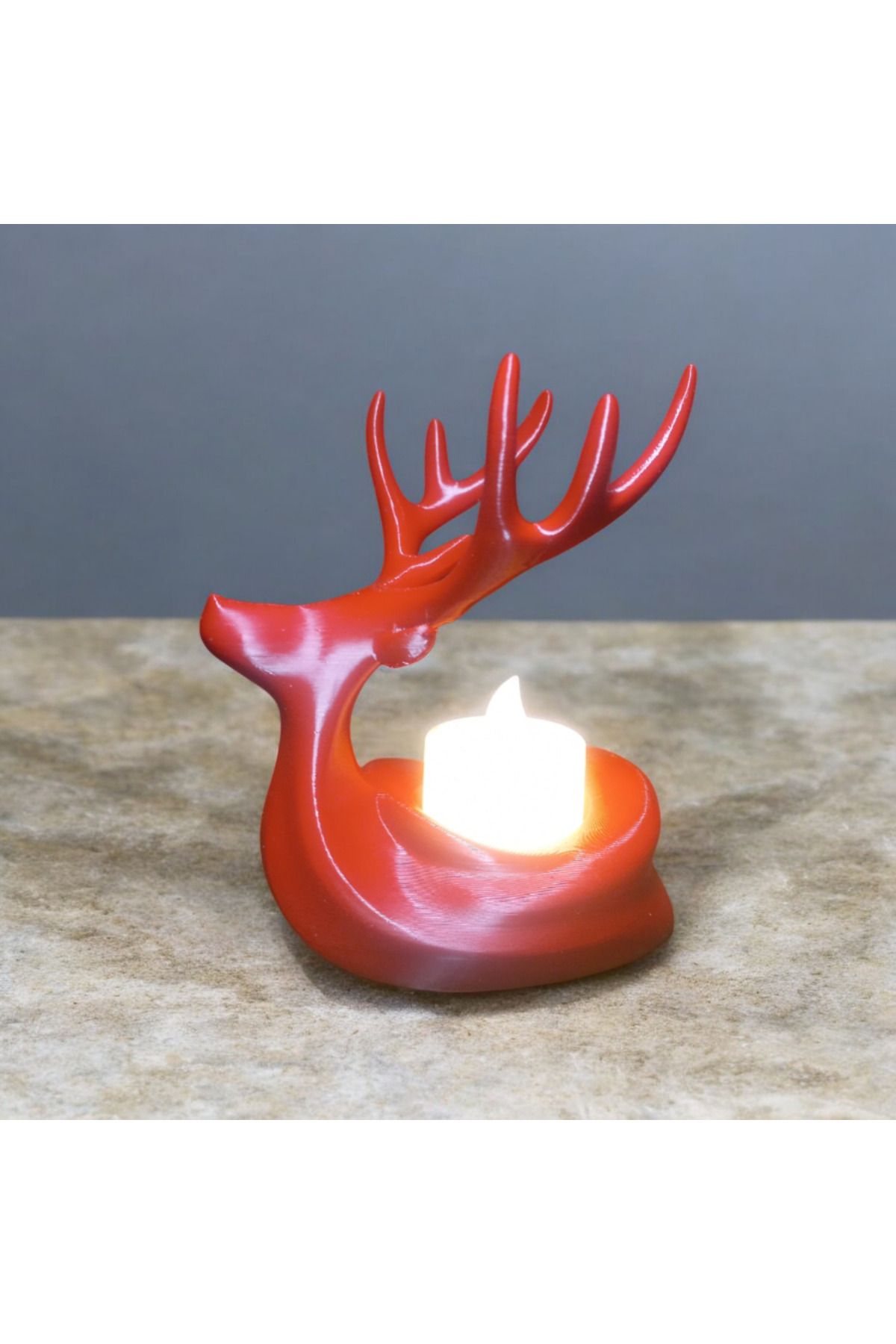 Mescolare Kızıl Geyik Tealight Mumluk Geyik Dekoru Yeni Yıl Hediyesi Kış Dekoru Konsol Sehpa Balkon Süsü