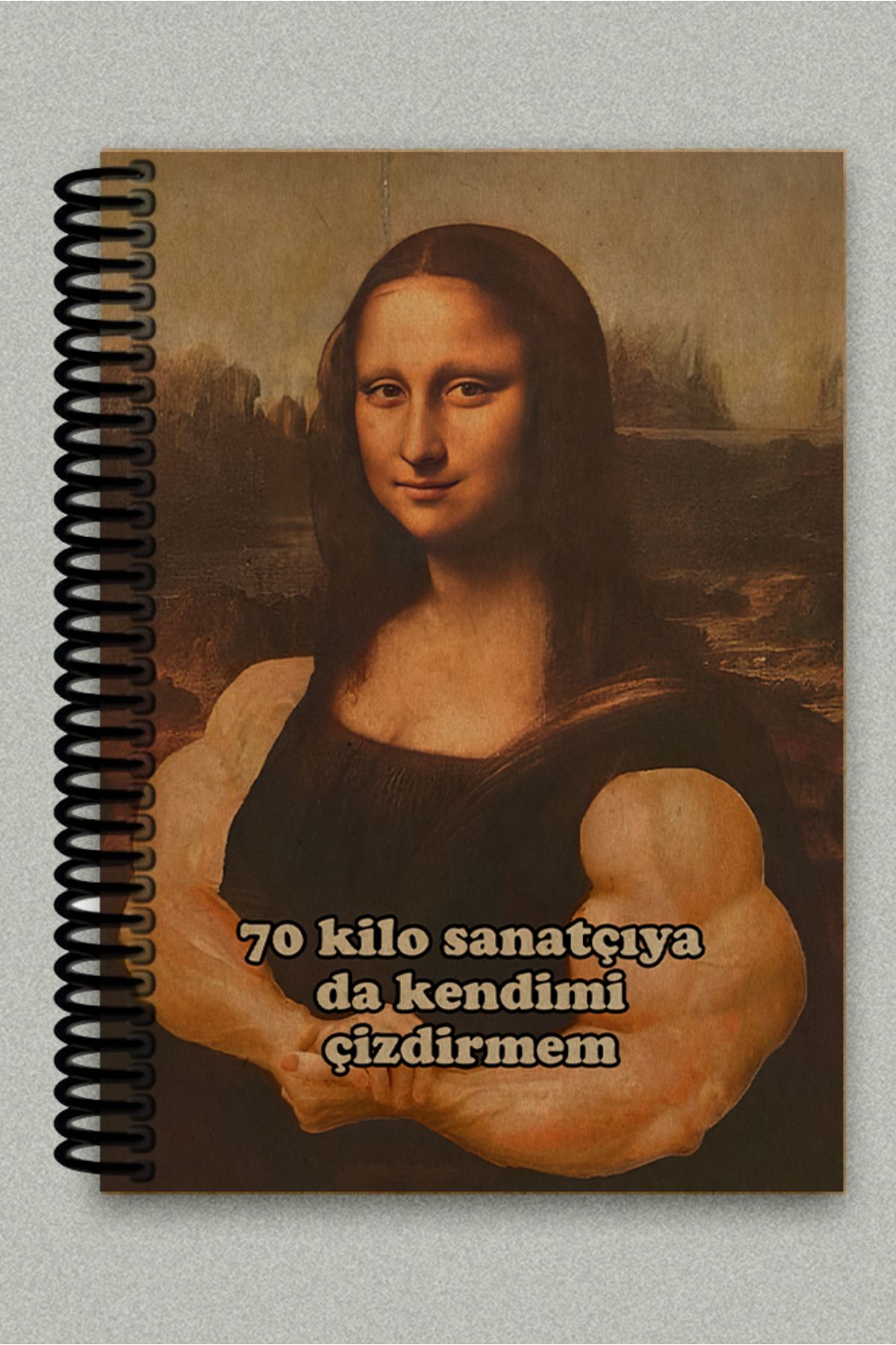 Ludios Kaslı Mona Lisa Spiralli A5 Çizgisiz Kraft Kapaklı Defter (200 Sayfa)