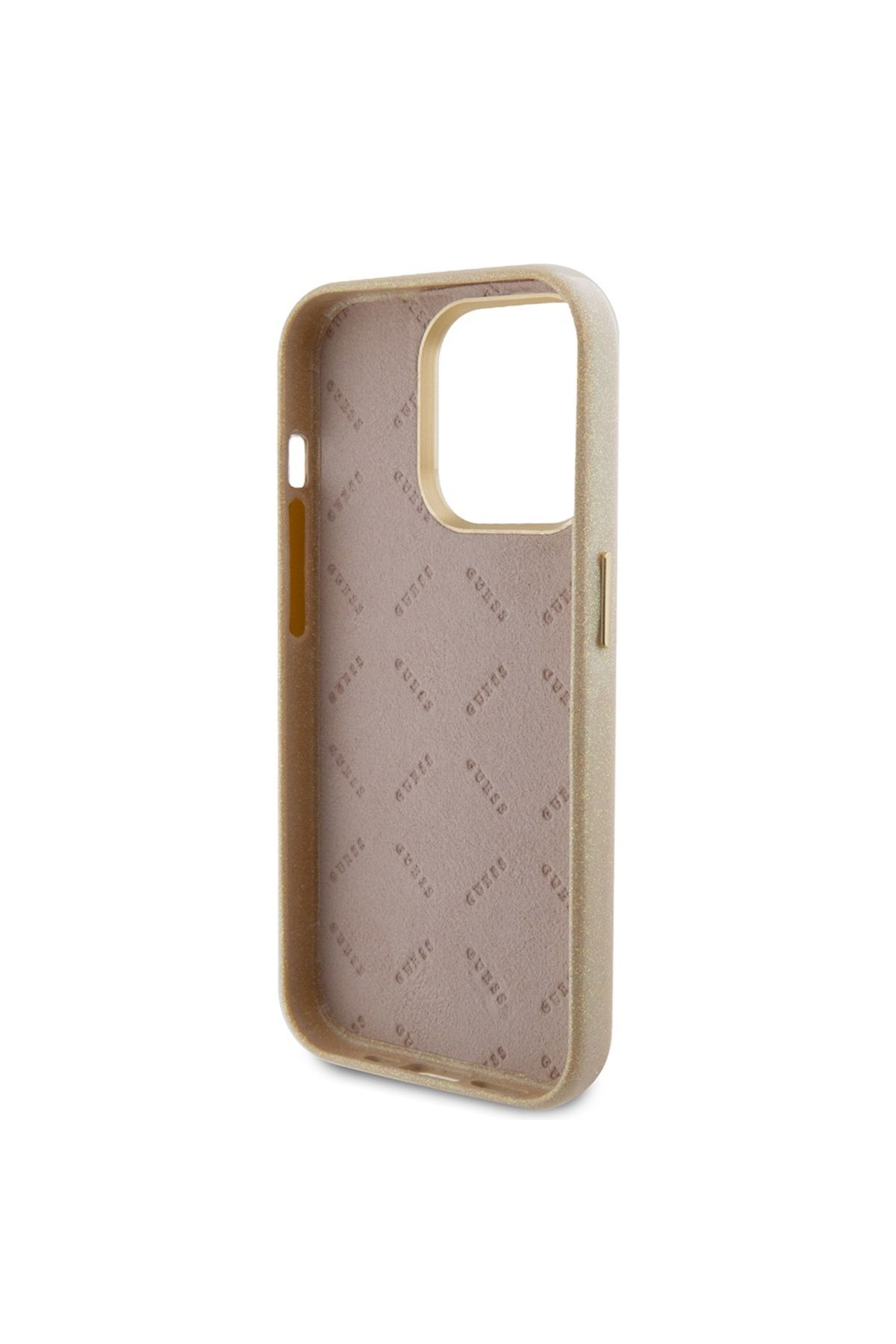 Guess-IPhone 15 Pro Case - Guess Glitter Glossy Script (GUHCP15LPGMCSD) - Sparkle Beige 6