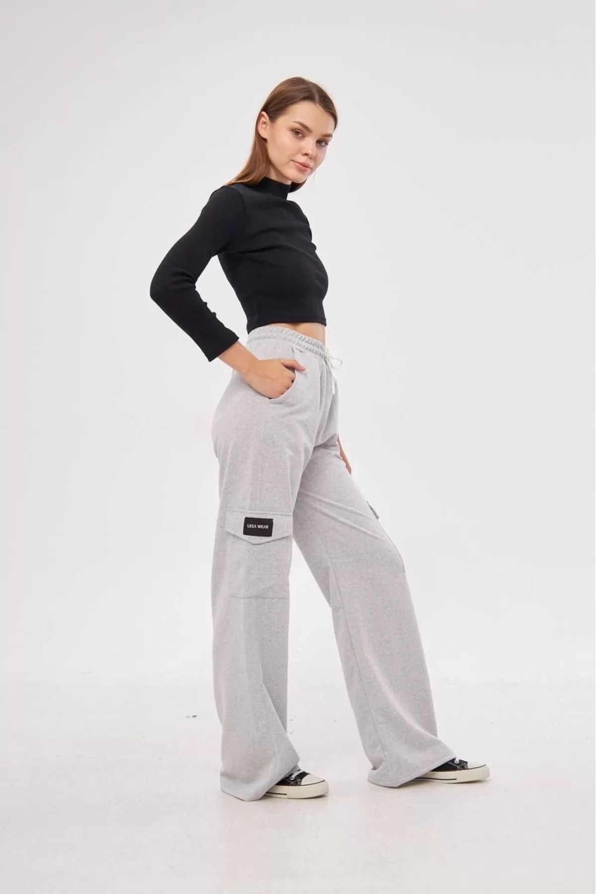 BBbutik Kargo Cepli Oversize Kesim İki iplik Kadın Eşofman Altı Pantalon