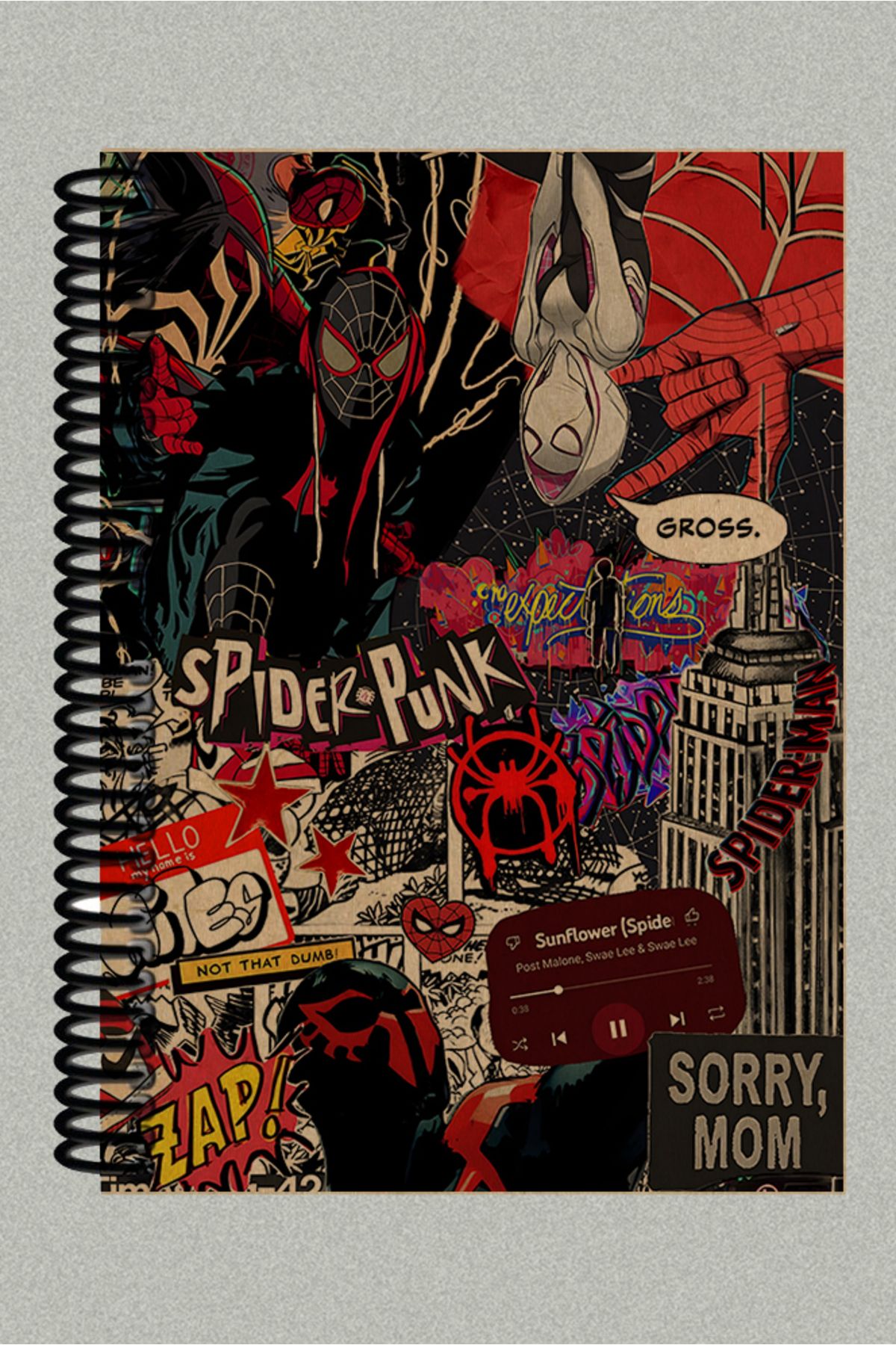 Ludios Spiderpunk Kolaj Spiralli A5 Çizgisiz Kraft Kapaklı Defter (200 Sayfa)